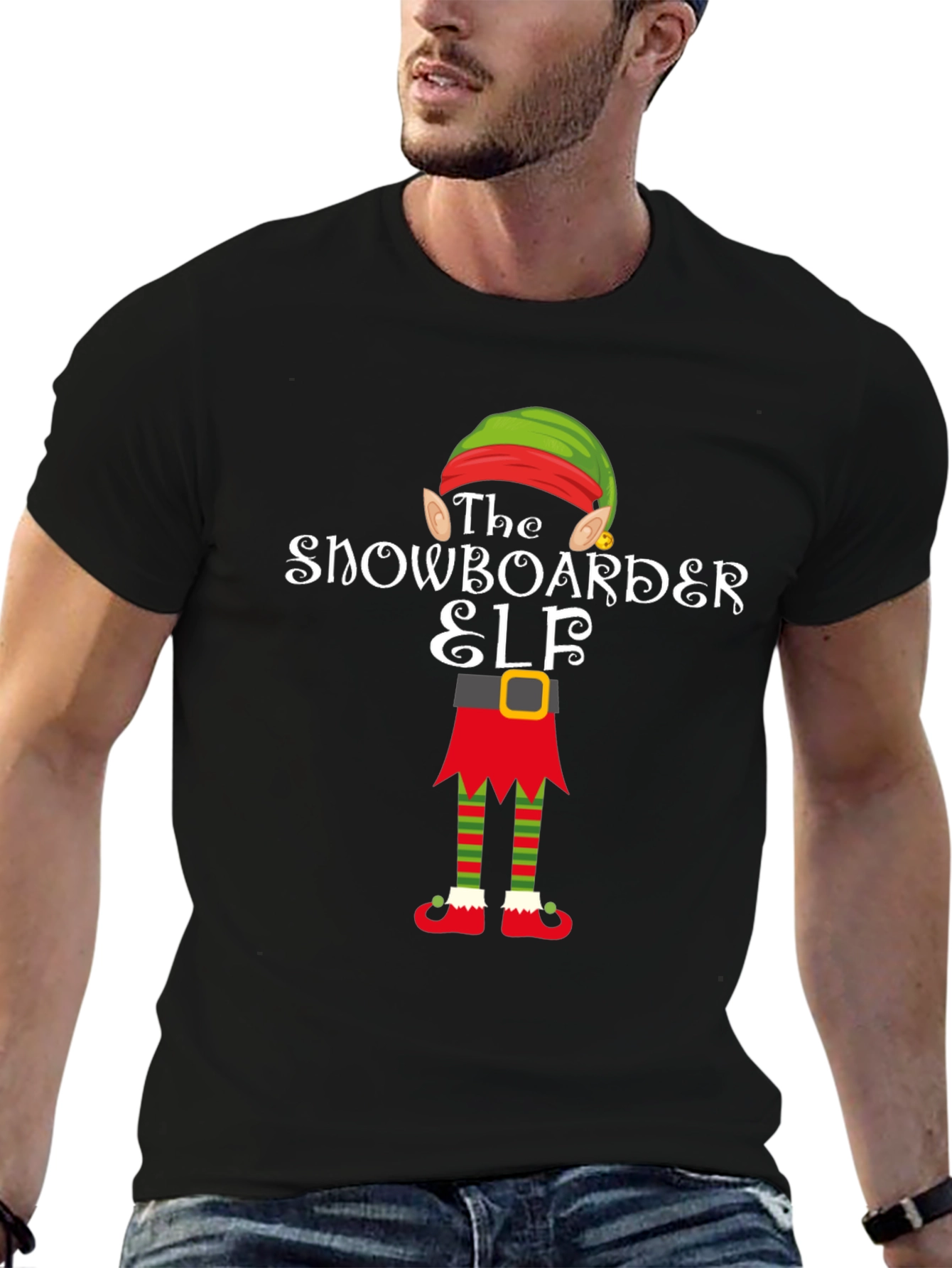 Snowboarder Elf Holiday Graphic Tee