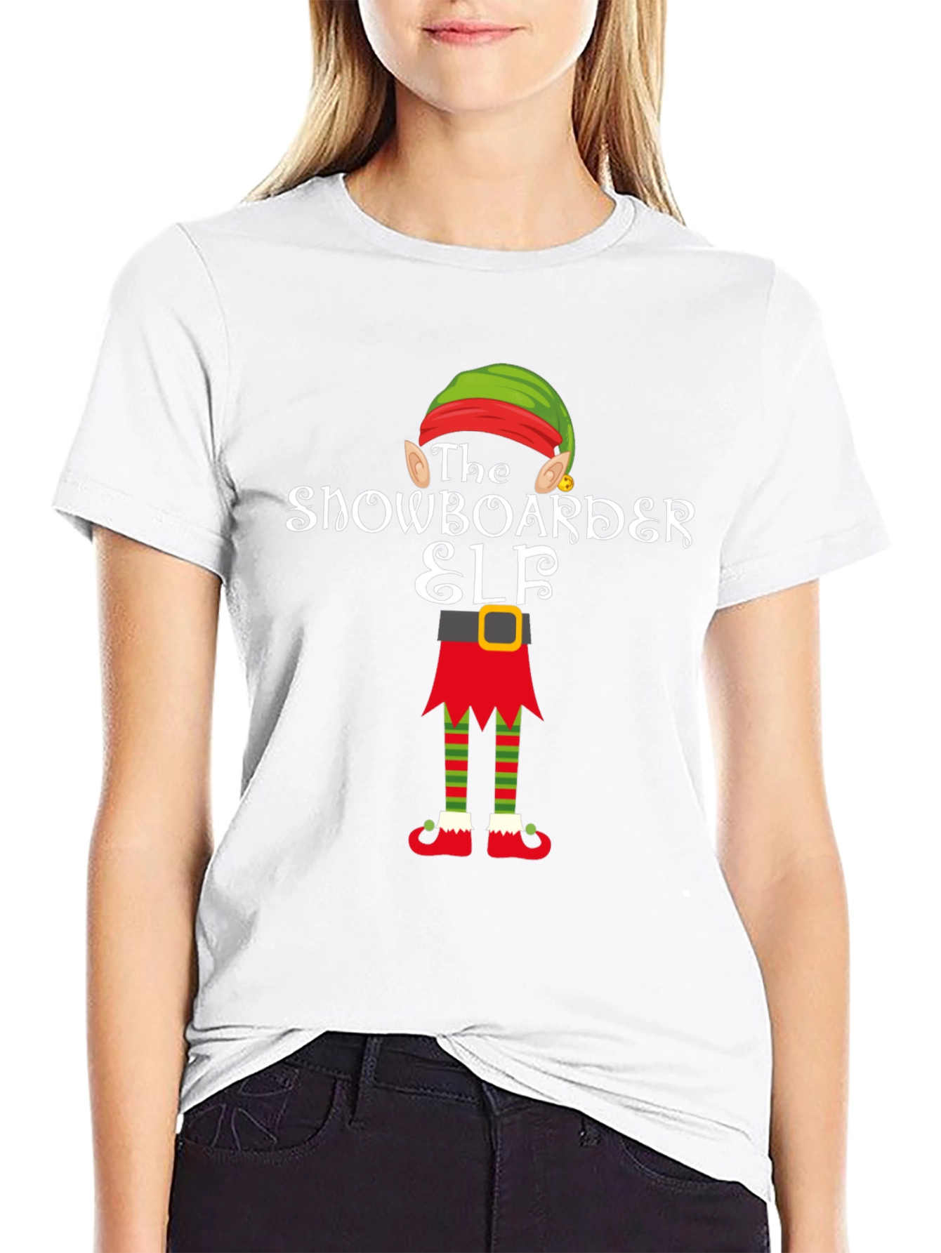 Snowboarder Elf Holiday Graphic Tee