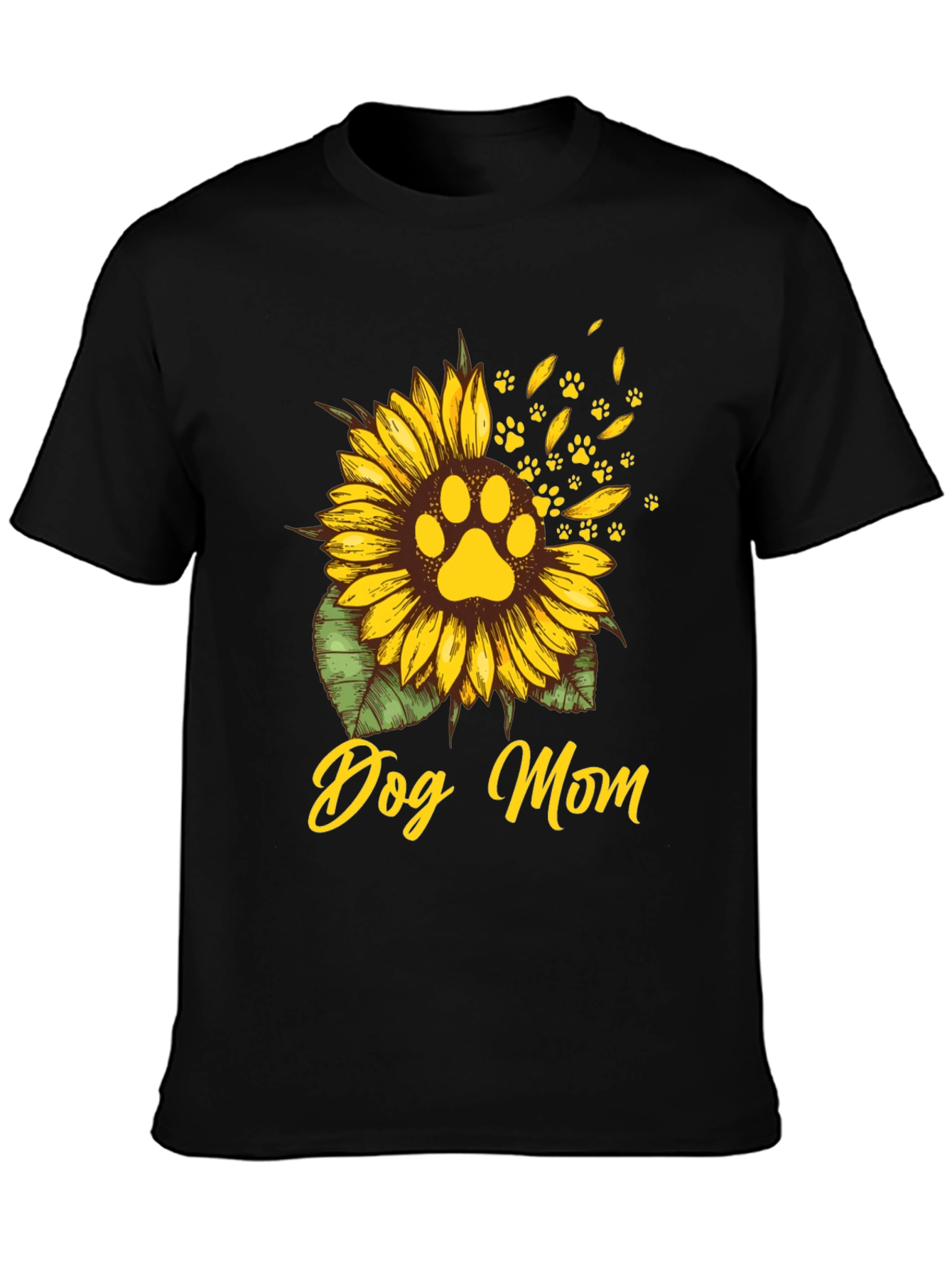 Dog Mom Sunflower Paw Print T-Shirt