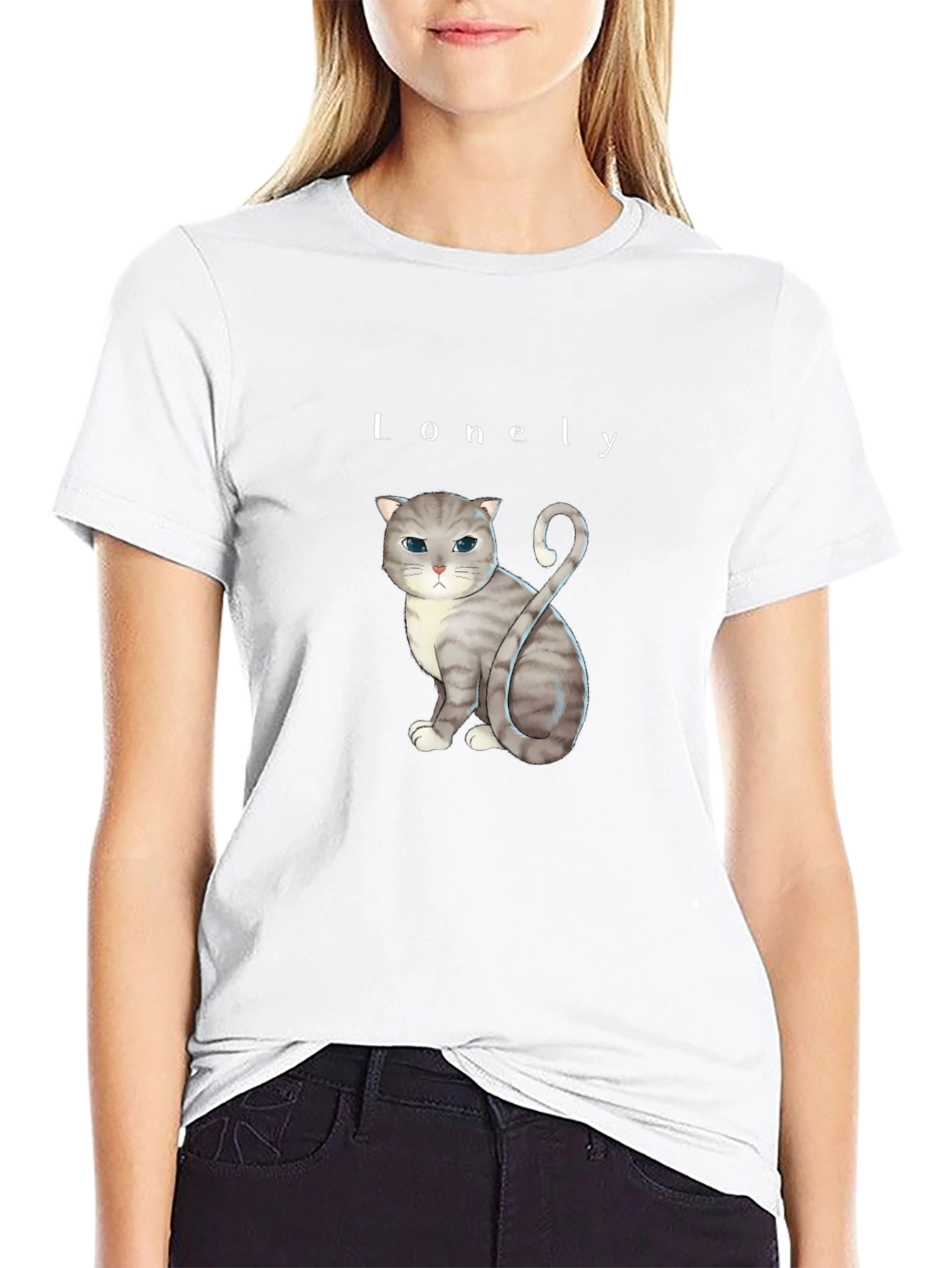 Lonely Cat Graphic T-Shirt - Unisex Cotton Tee