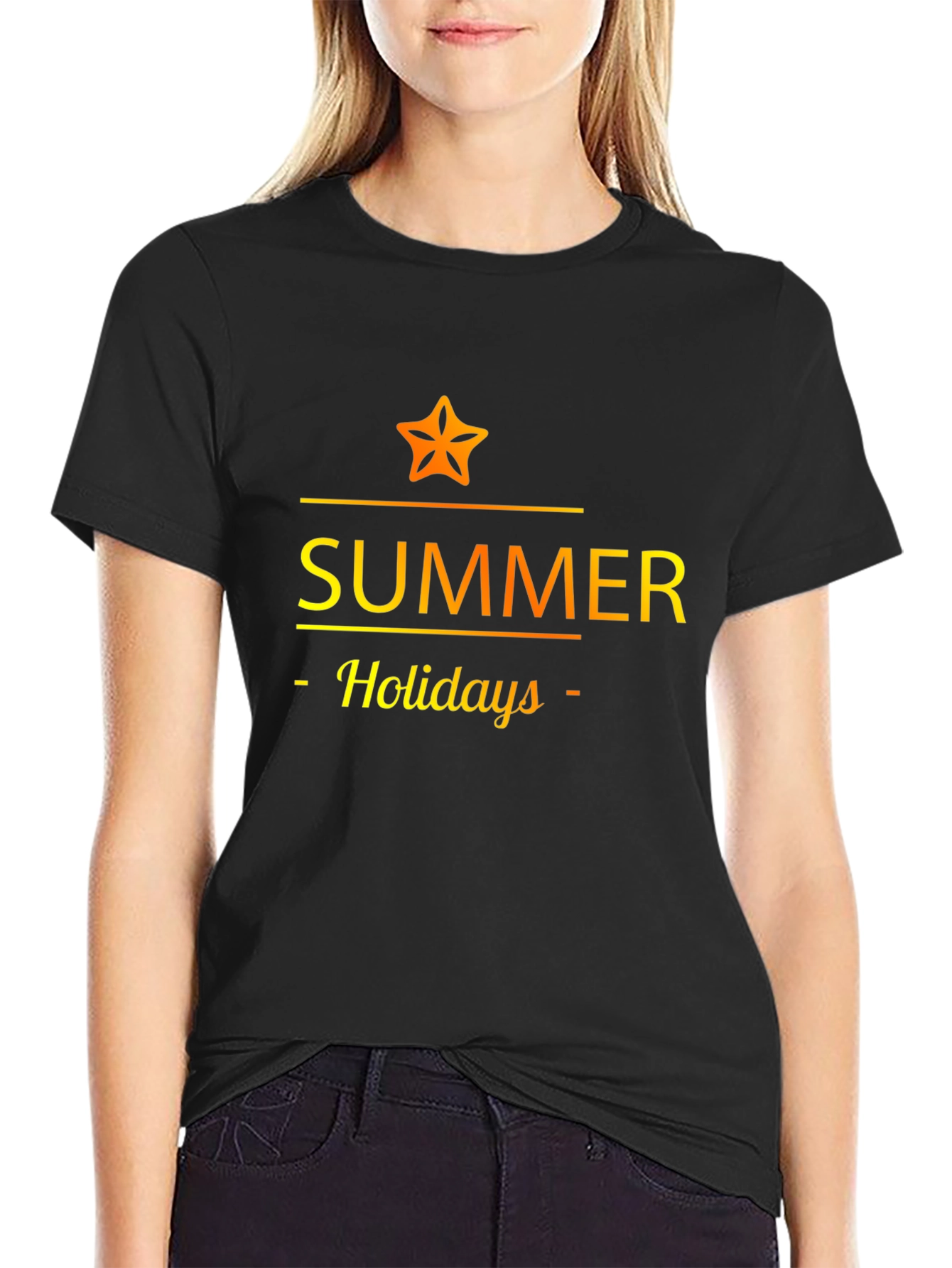 Summer Holidays Graphic Tee - Black Casual T-Shirt