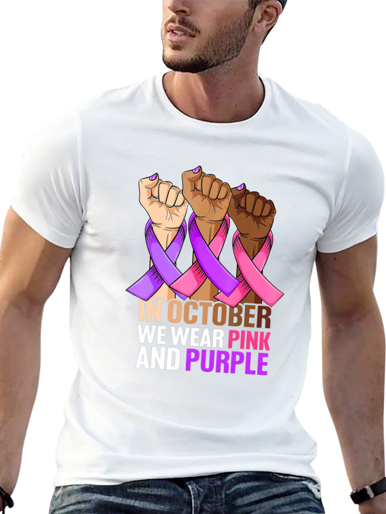 In October We Wear Pink and Purple T-Shirt