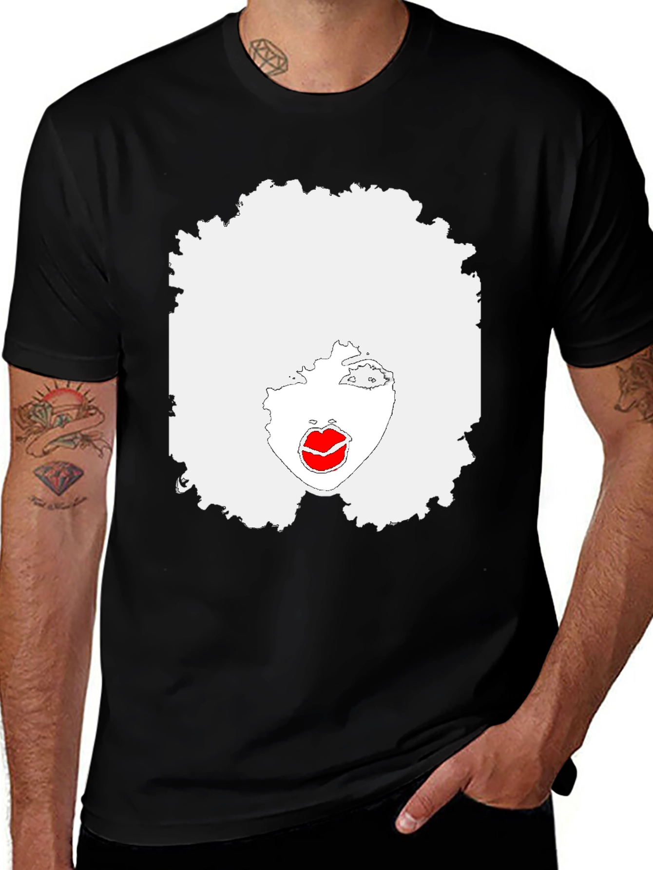 Afro Lady Graphic T-Shirt - Black