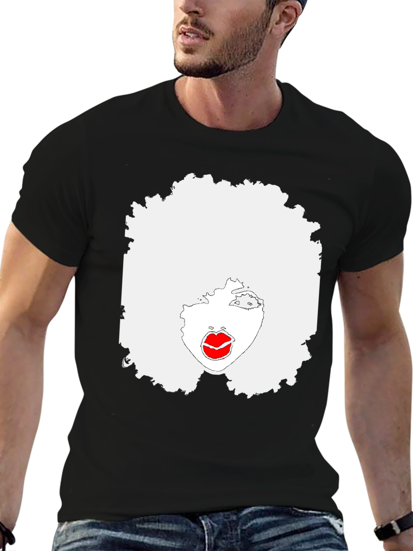 Afro Lady Graphic T-Shirt - Black