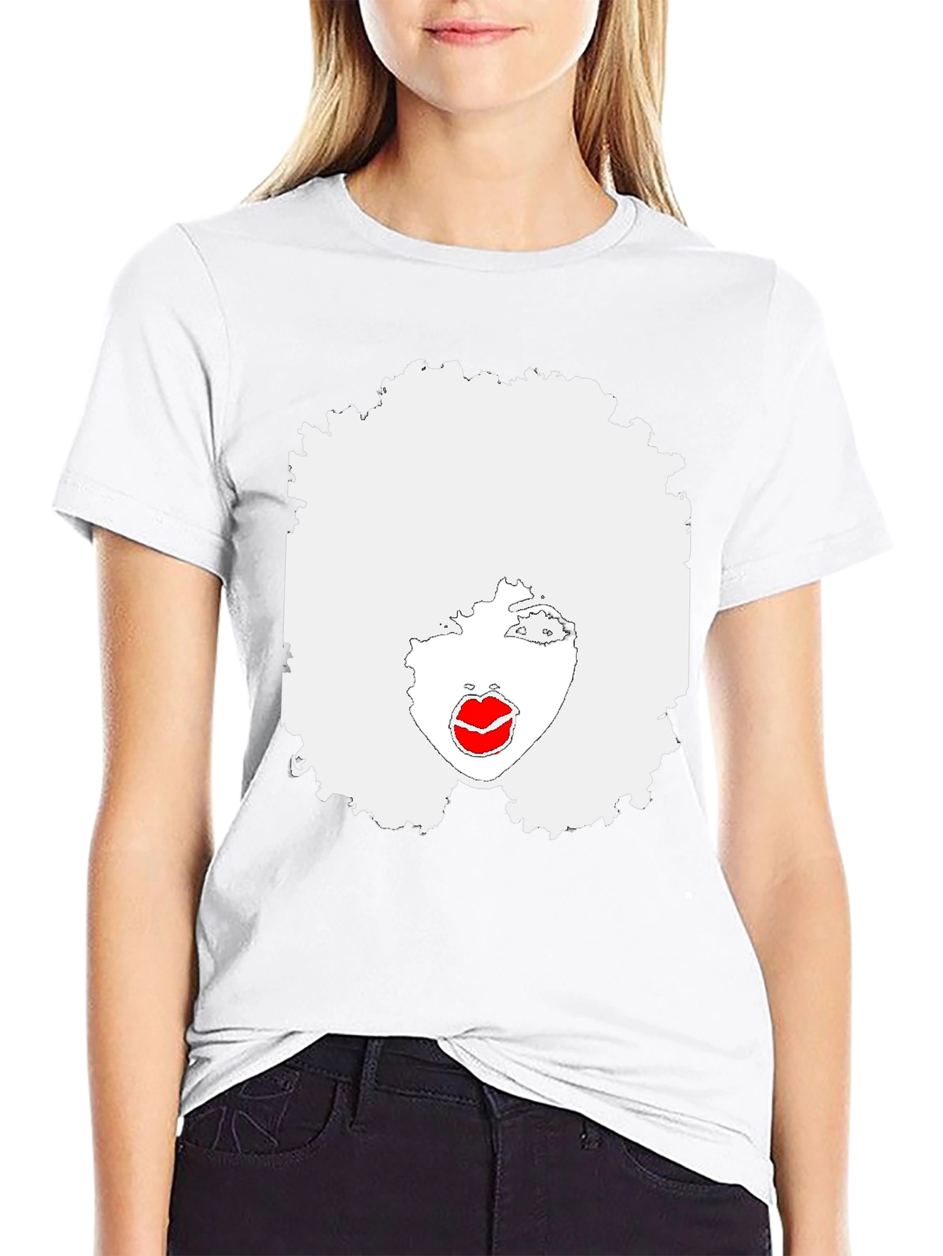 Afro Lady Graphic T-Shirt - Black