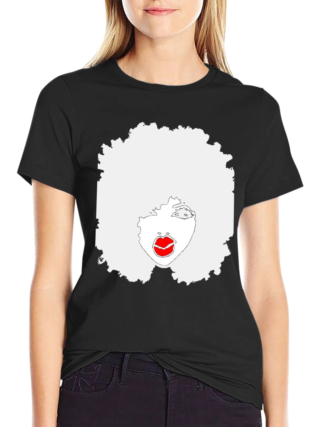 Afro Lady Graphic T-Shirt - Black