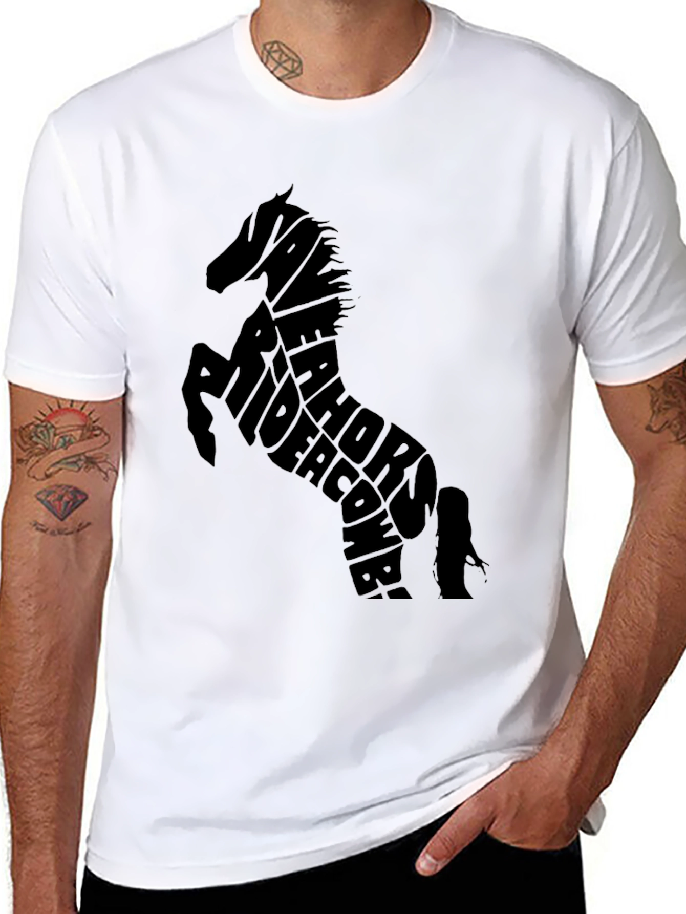 Horse Typography Black T-Shirt