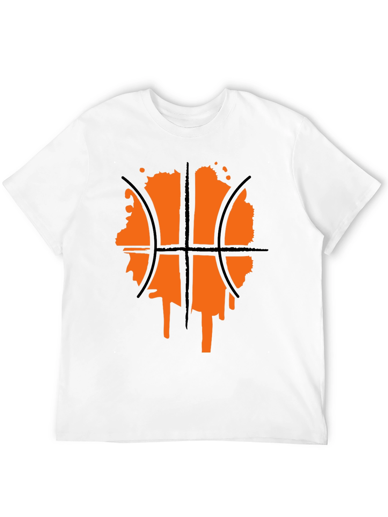 Basketball Graphic Tee - Black Crew Neck Shirt