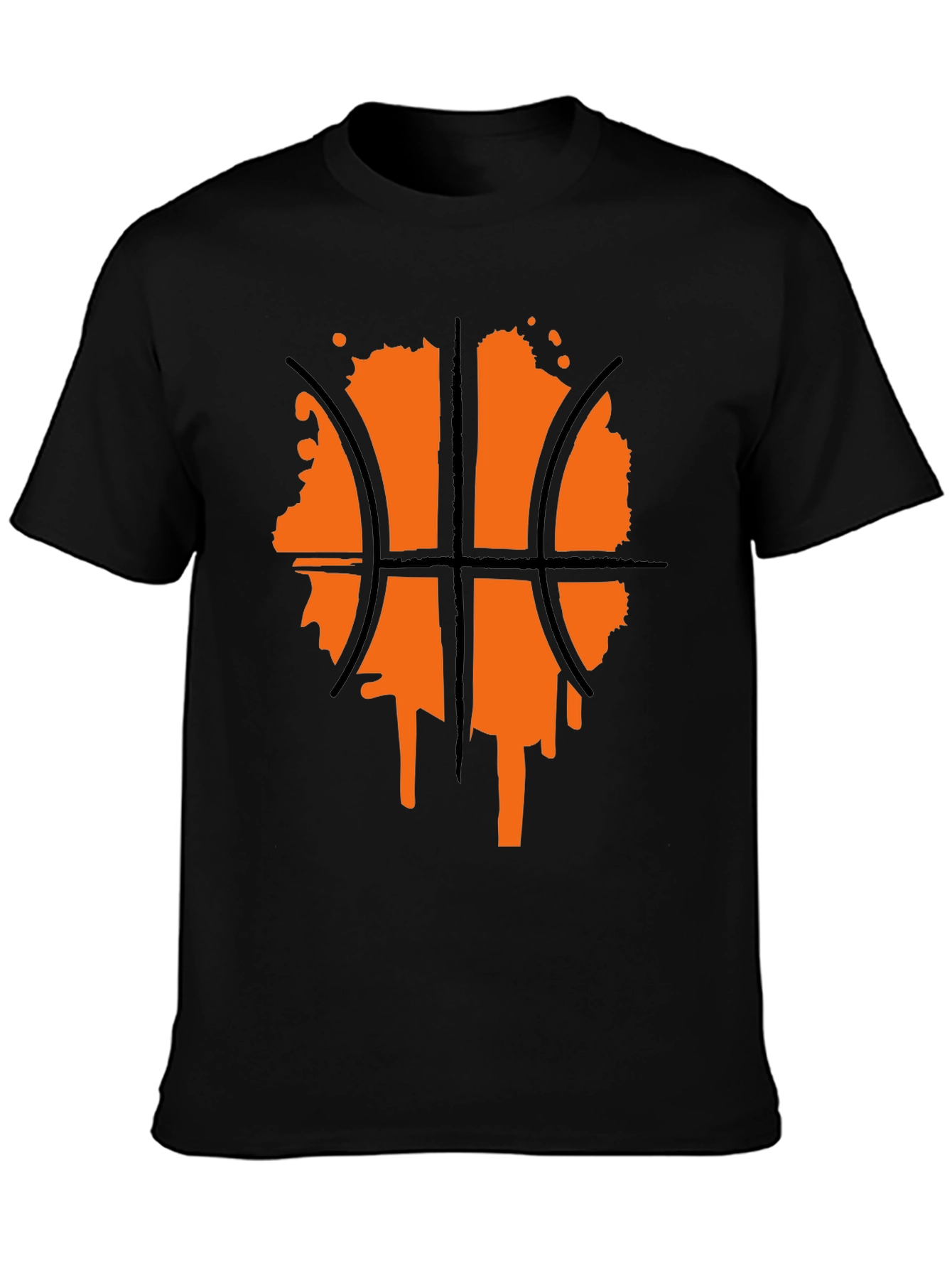 Basketball Graphic Tee - Black Crew Neck Shirt