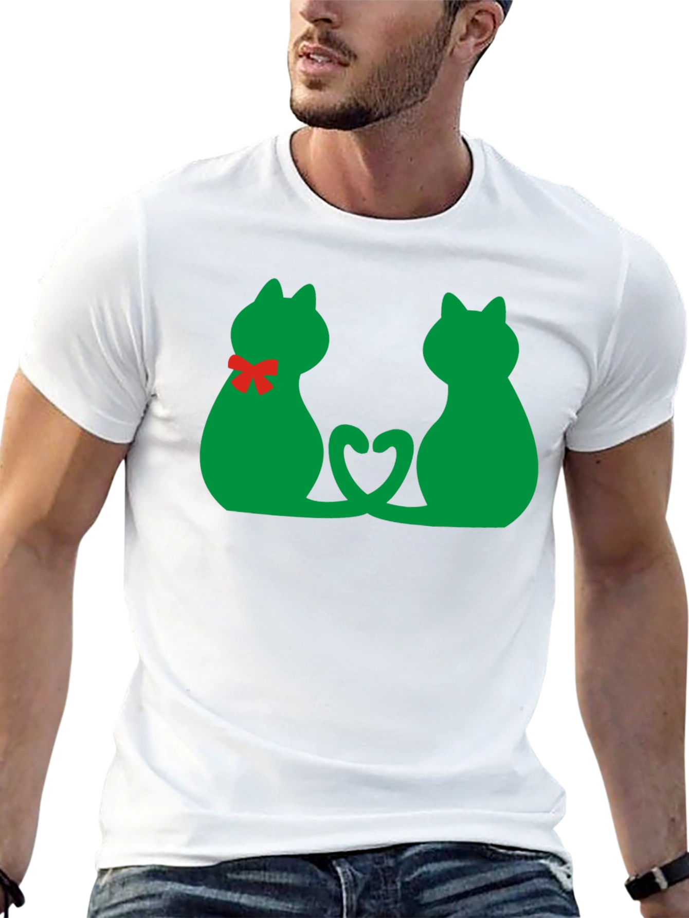 Cute Cats Heart Tail Graphic Tee