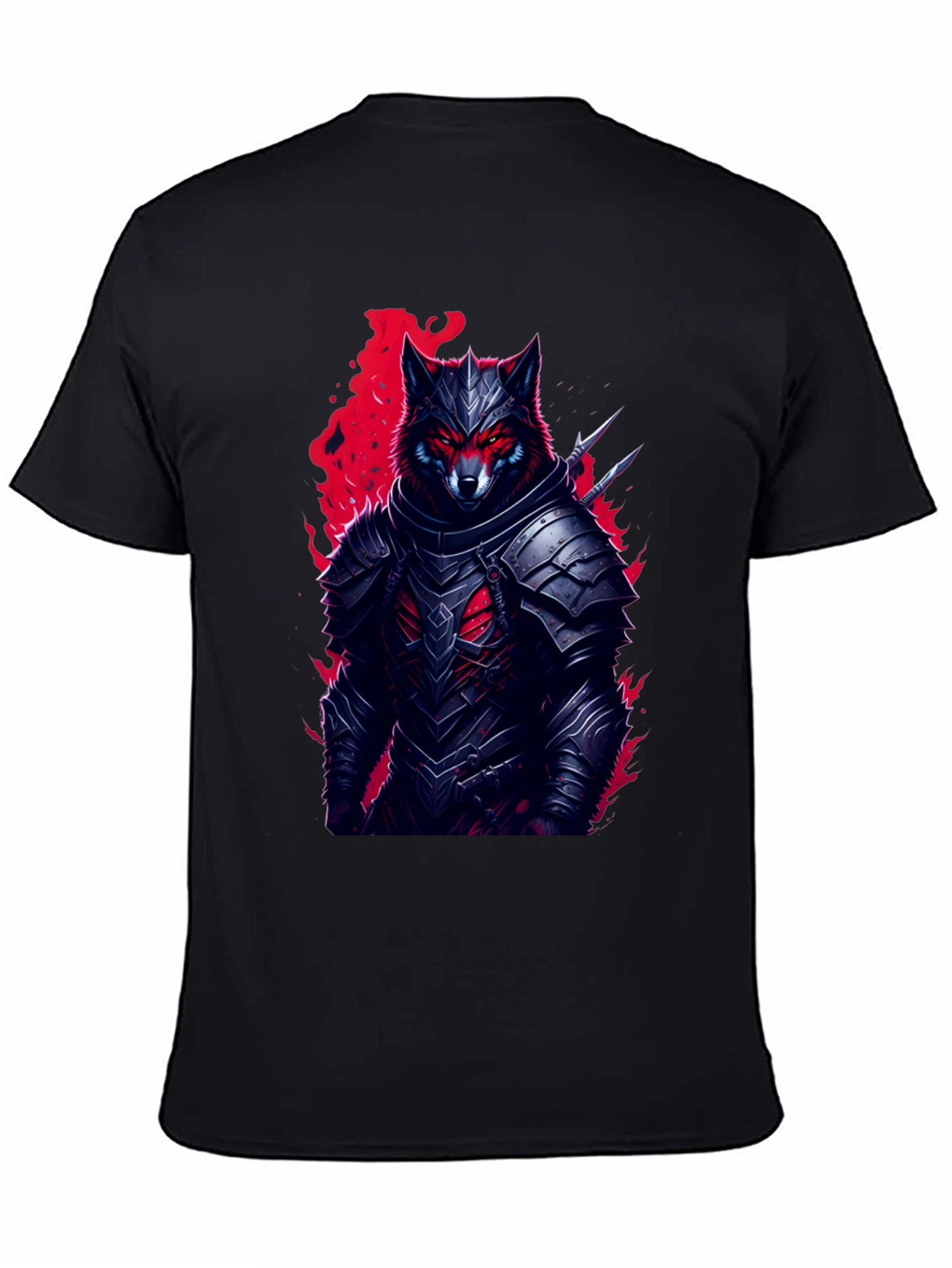 Armored Wolf T-Shirt: Dark Fantasy Style