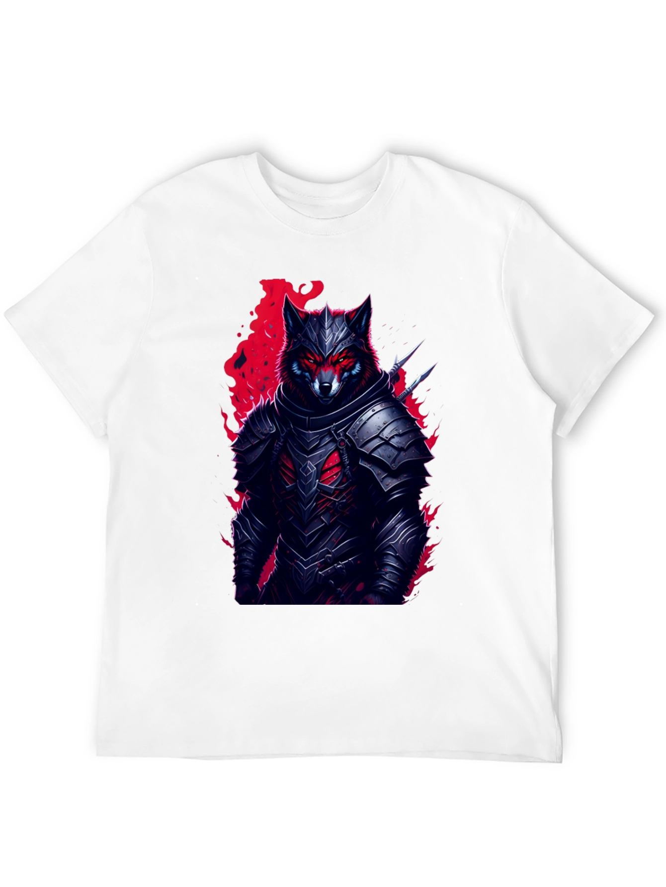 Armored Wolf T-Shirt: Dark Fantasy Style