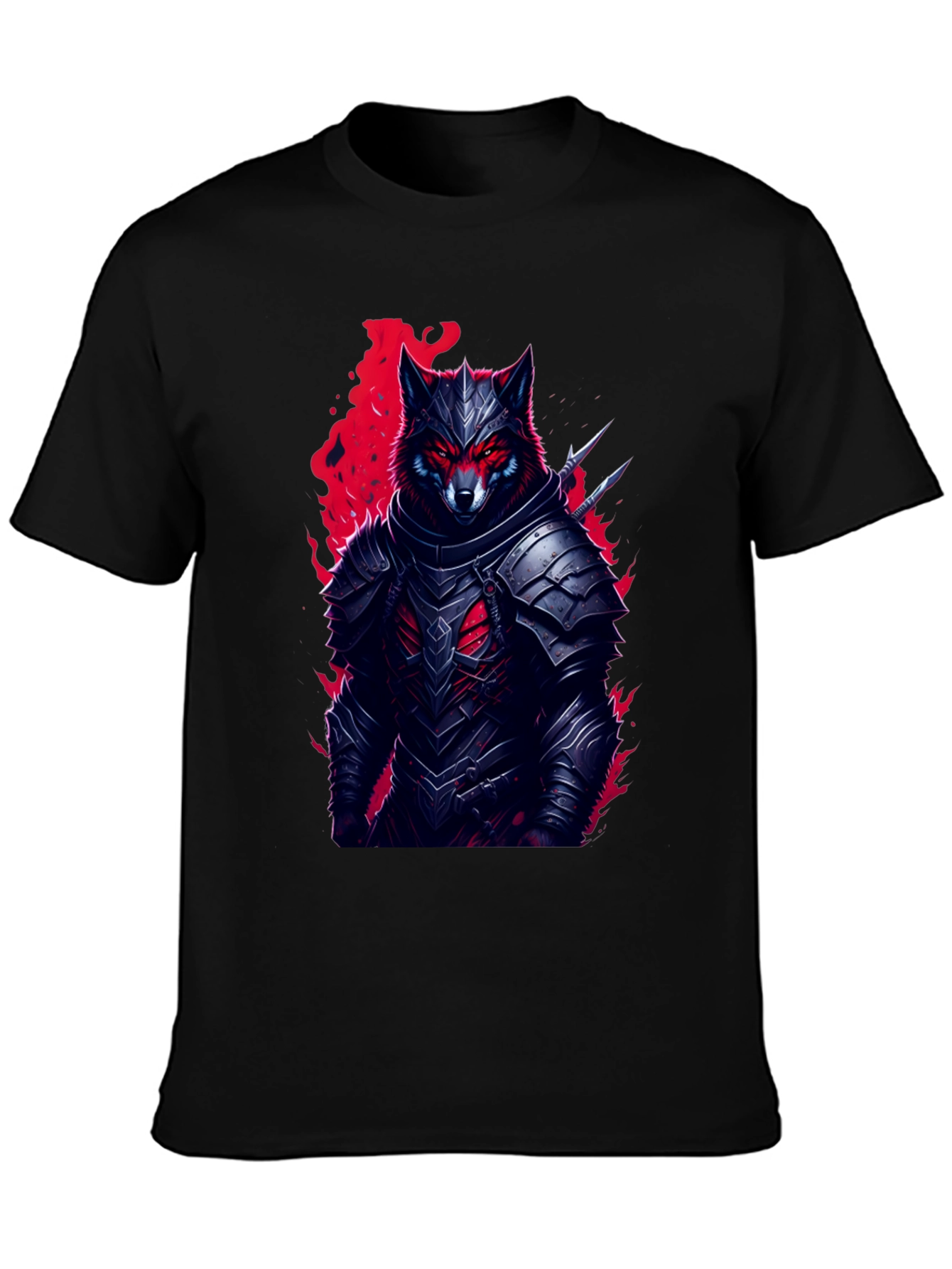 Armored Wolf T-Shirt: Dark Fantasy Style