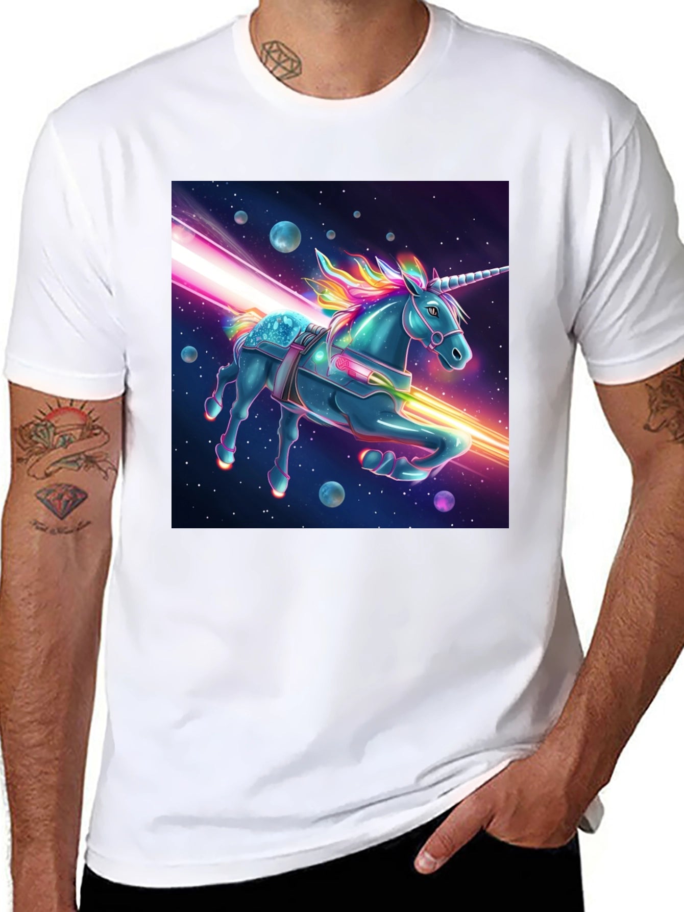 Space Unicorn Graphic Tee - Black