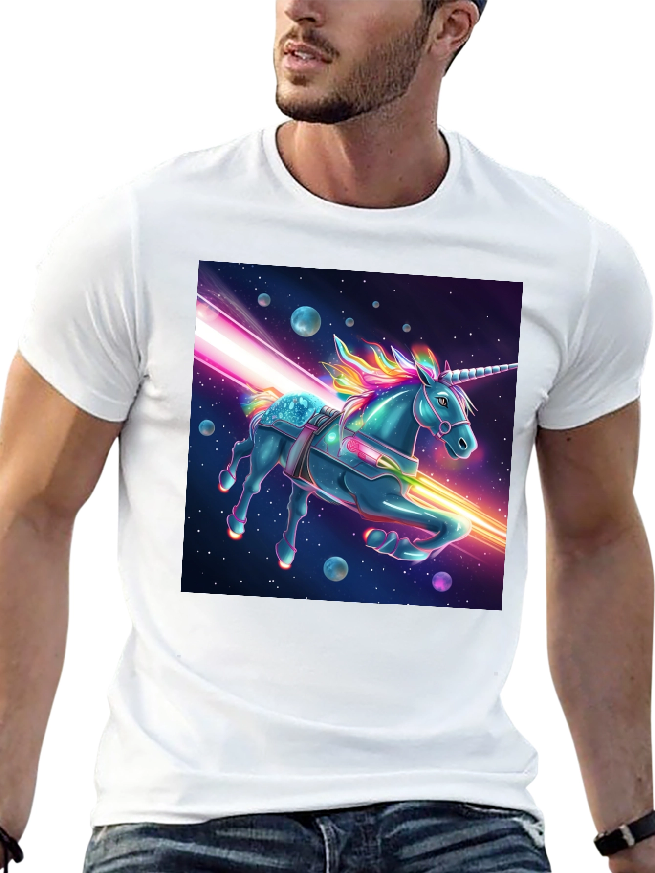 Space Unicorn Graphic Tee - Black