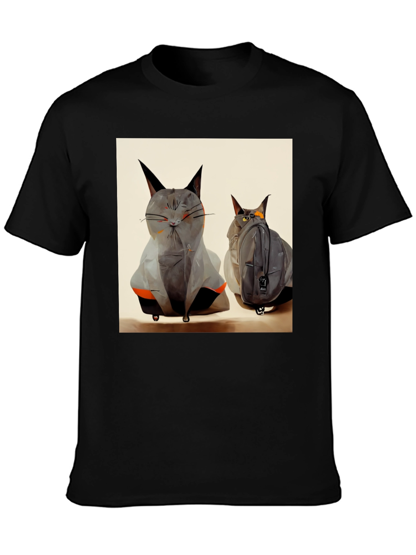 Cat Luggage Graphic Tee - Travel in Style