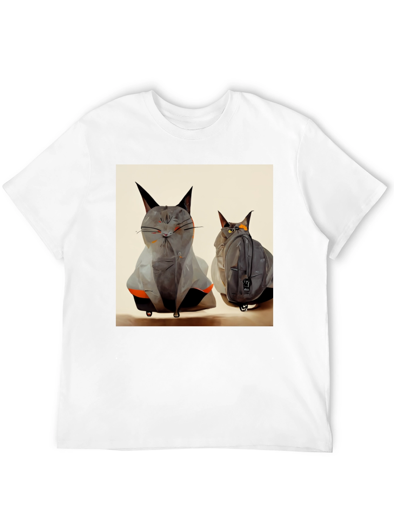 Cat Luggage Graphic Tee - Travel in Style