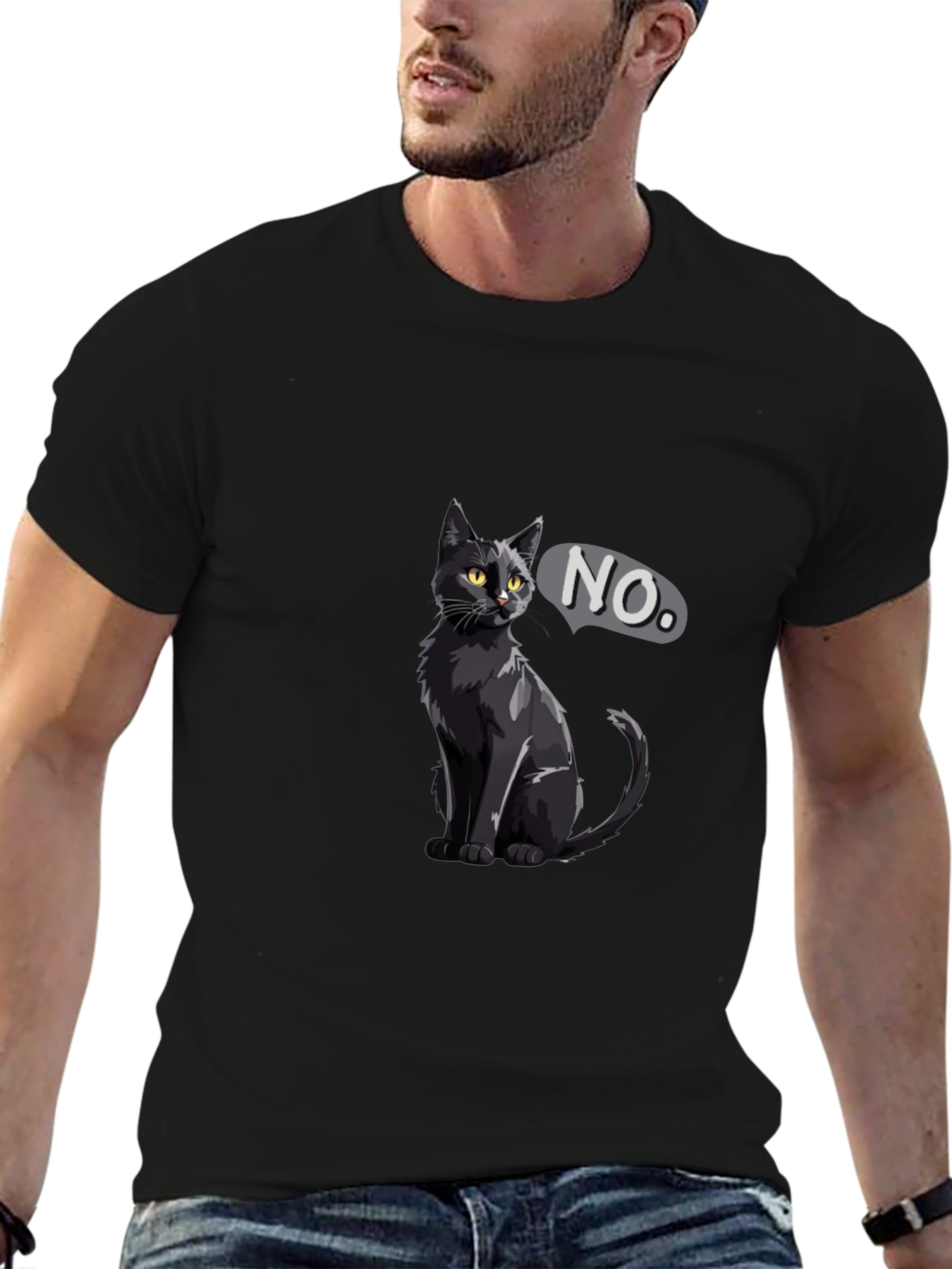 Black Cat NO T-Shirt - Sarcastic Graphic Tee