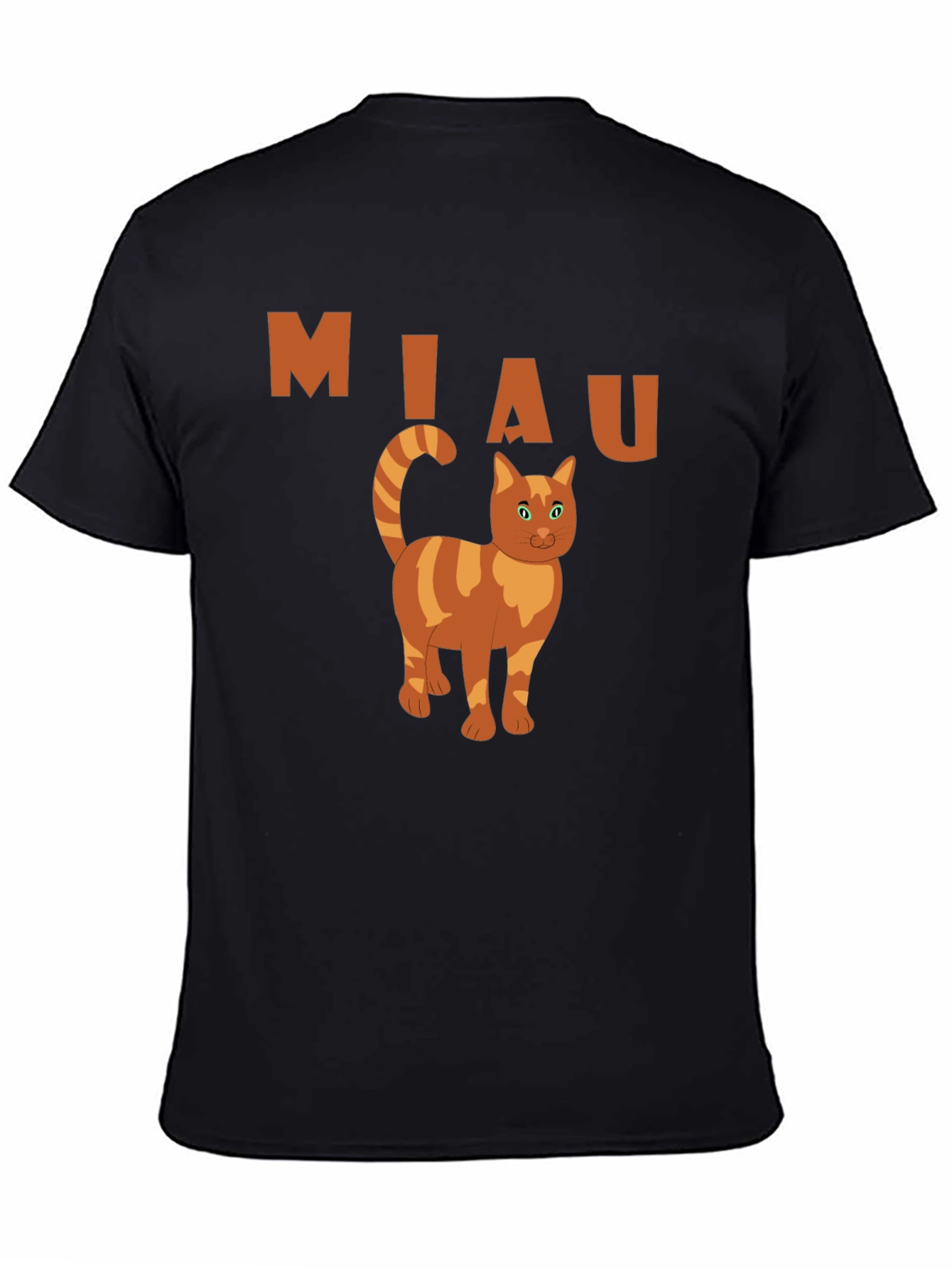 Miaw Cat Graphic Tee - Black Cotton Casual Shirt