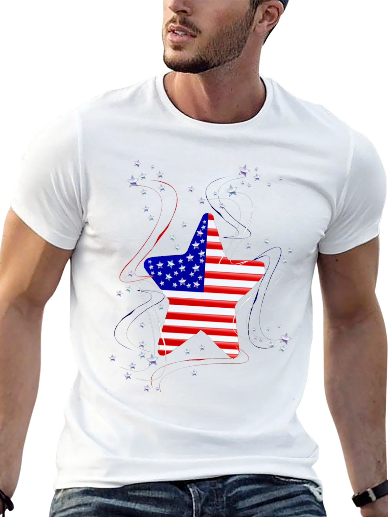 American Flag Star Graphic T-Shirt
