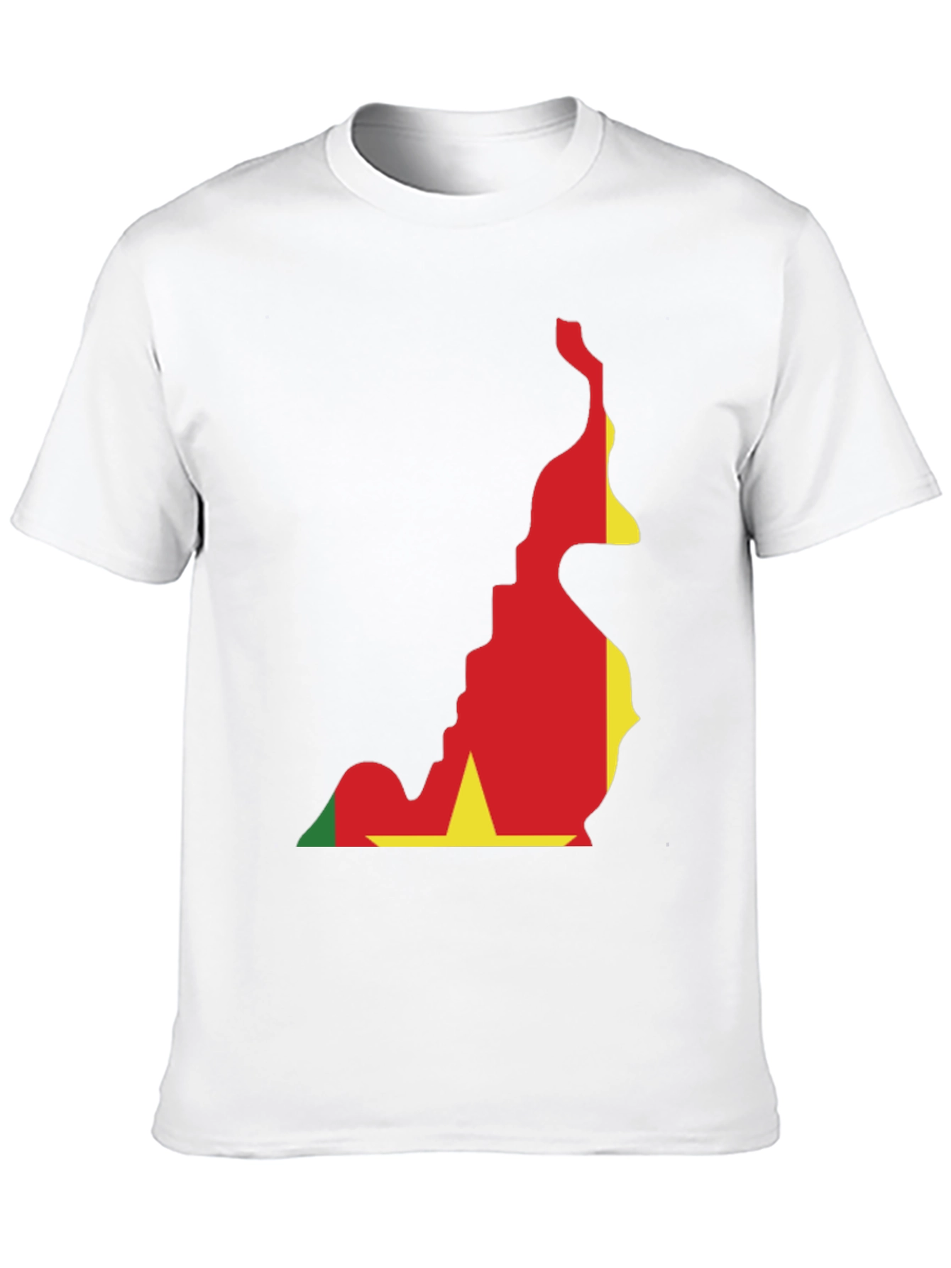 Cameroon Flag Map T-Shirt - Black Crew Neck Tee