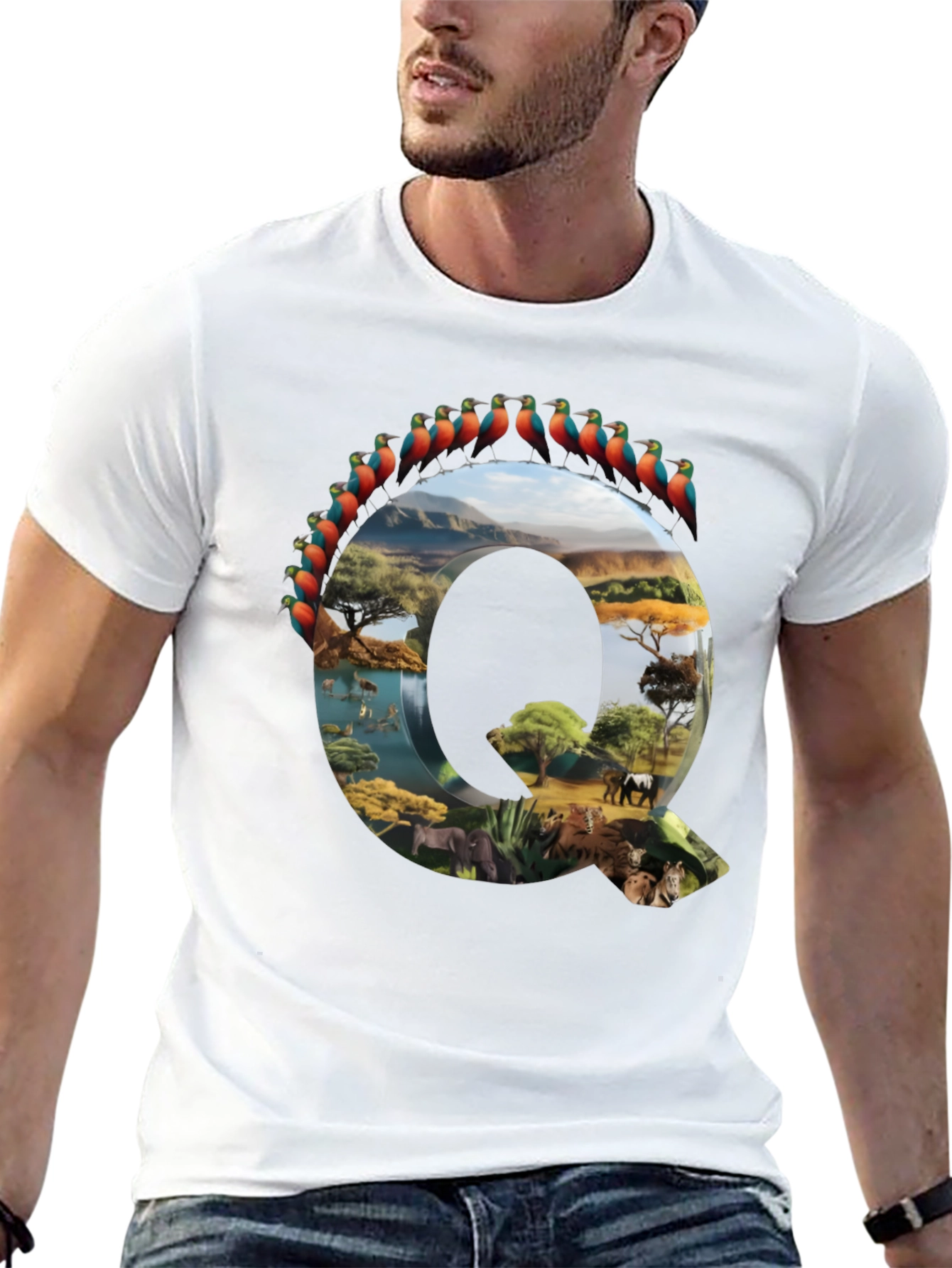Safari Animals Letter Q Graphic Tee