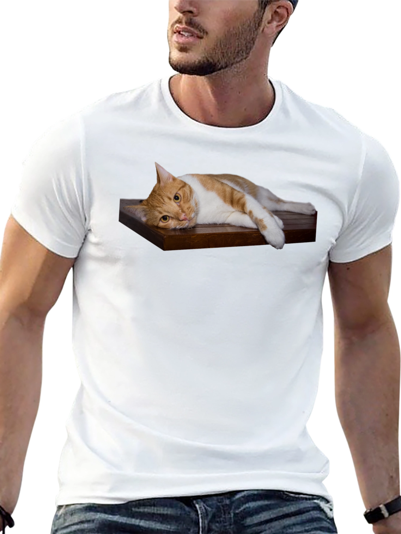 Cat on Wood Shelf Graphic Tee
