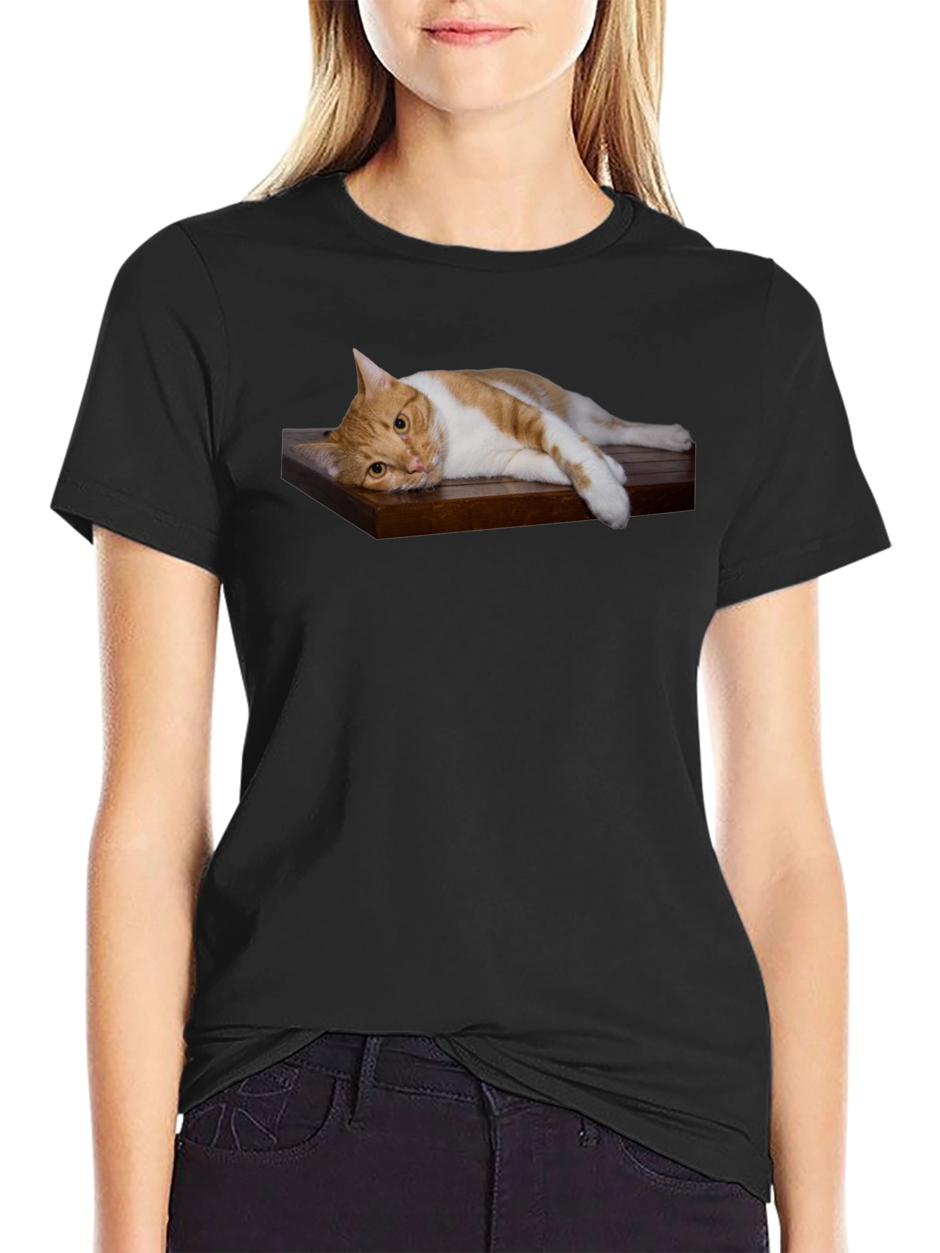 Cat on Wood Shelf Graphic Tee