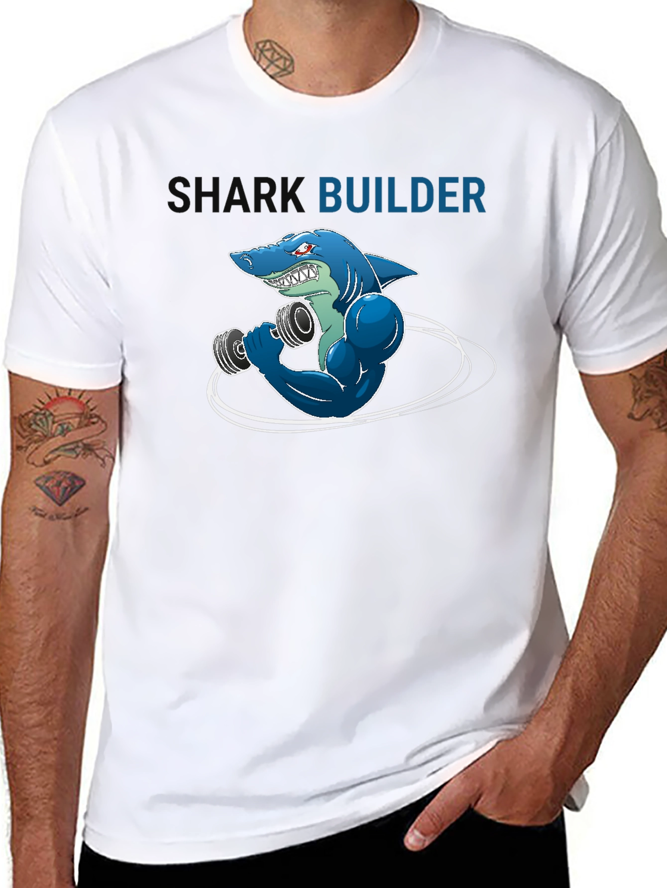 Shark Builder T-Shirt - Funny Gym Workout Design