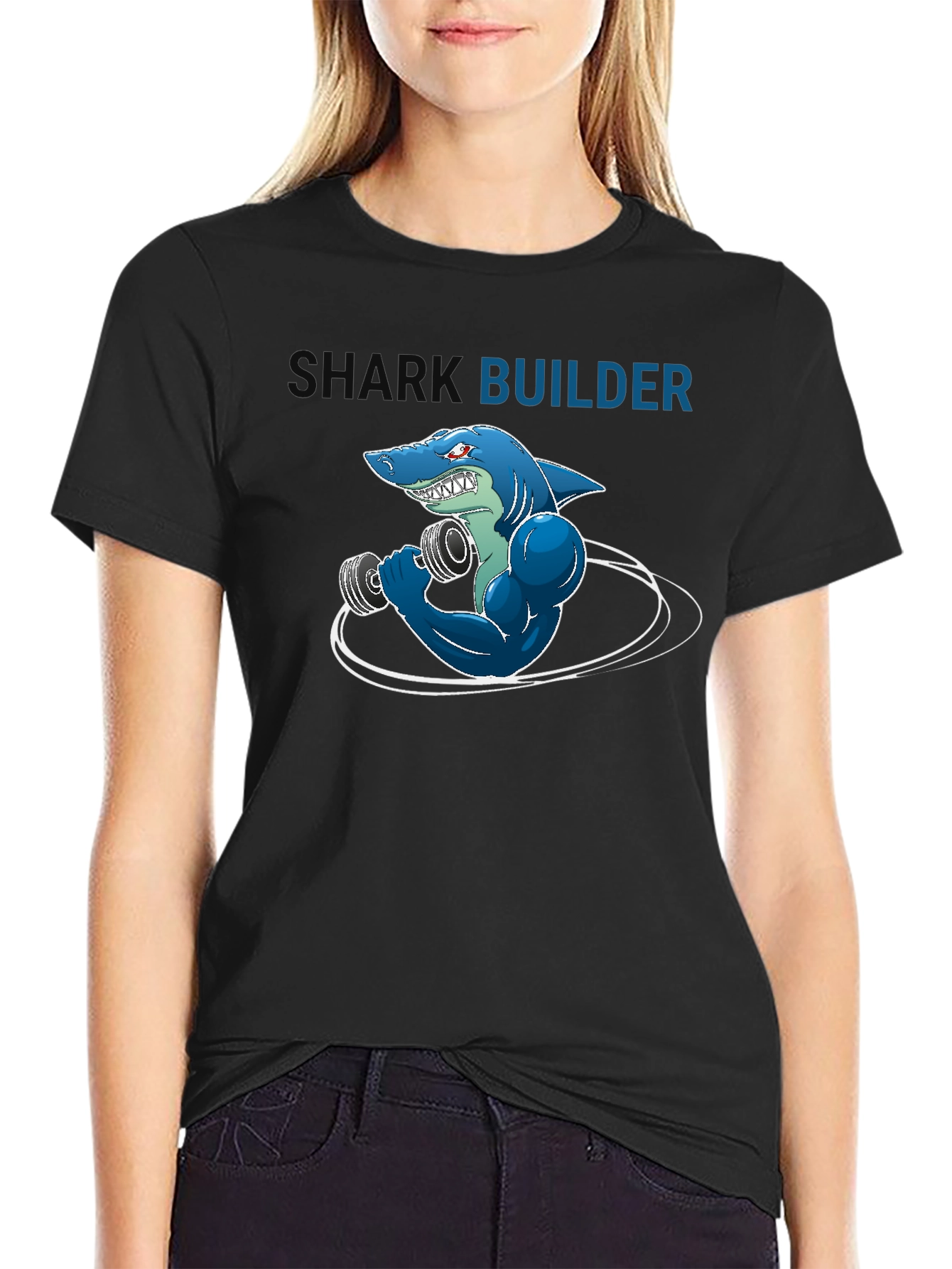 Shark Builder T-Shirt - Funny Gym Workout Design