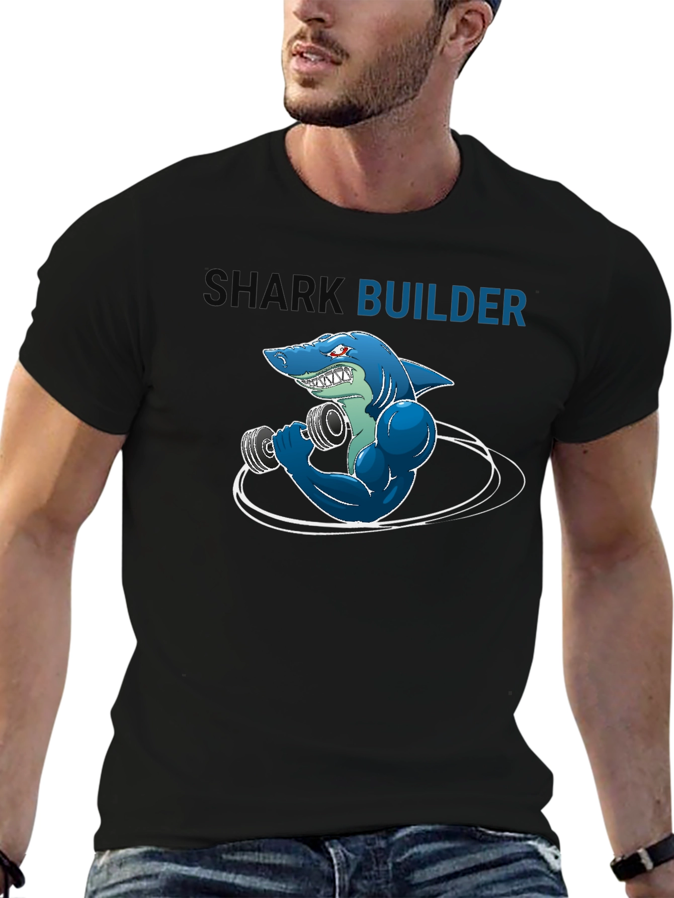 Shark Builder T-Shirt - Funny Gym Workout Design