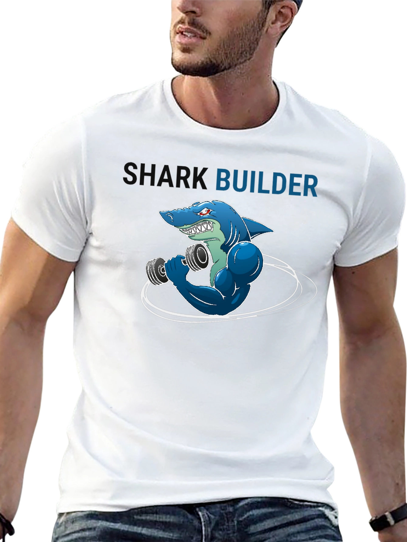 Shark Builder T-Shirt - Funny Gym Workout Design