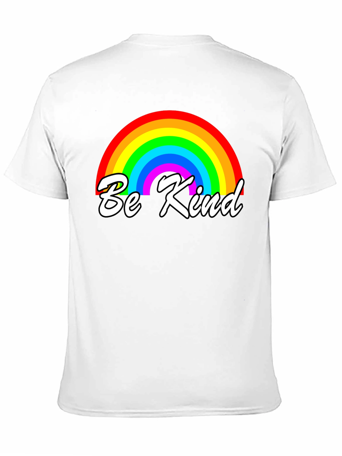 Be Kind Rainbow Graphic Tee - Black Cotton T-Shirt