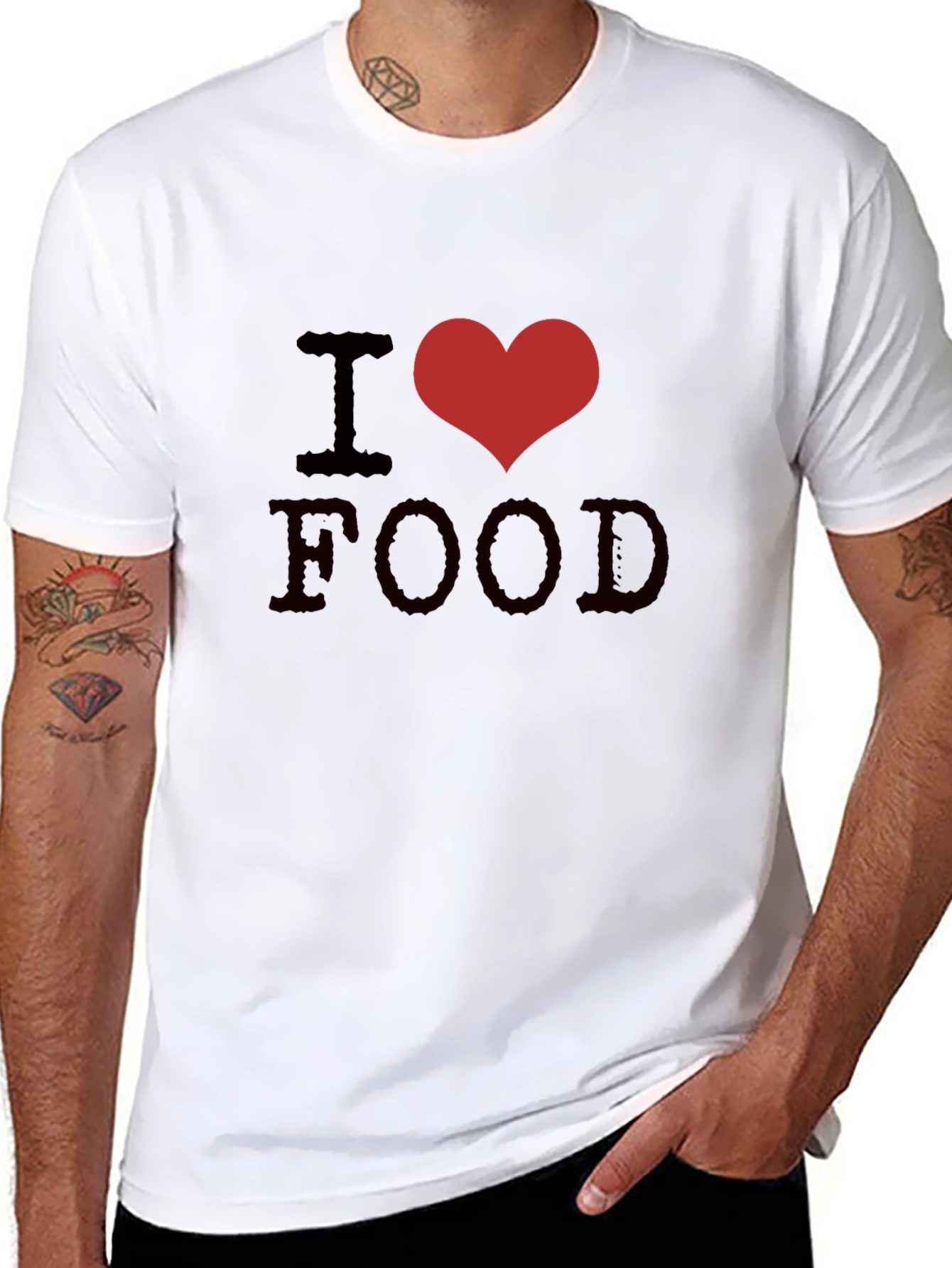 I Heart Food Graphic Tee - Unisex Black T-Shirt