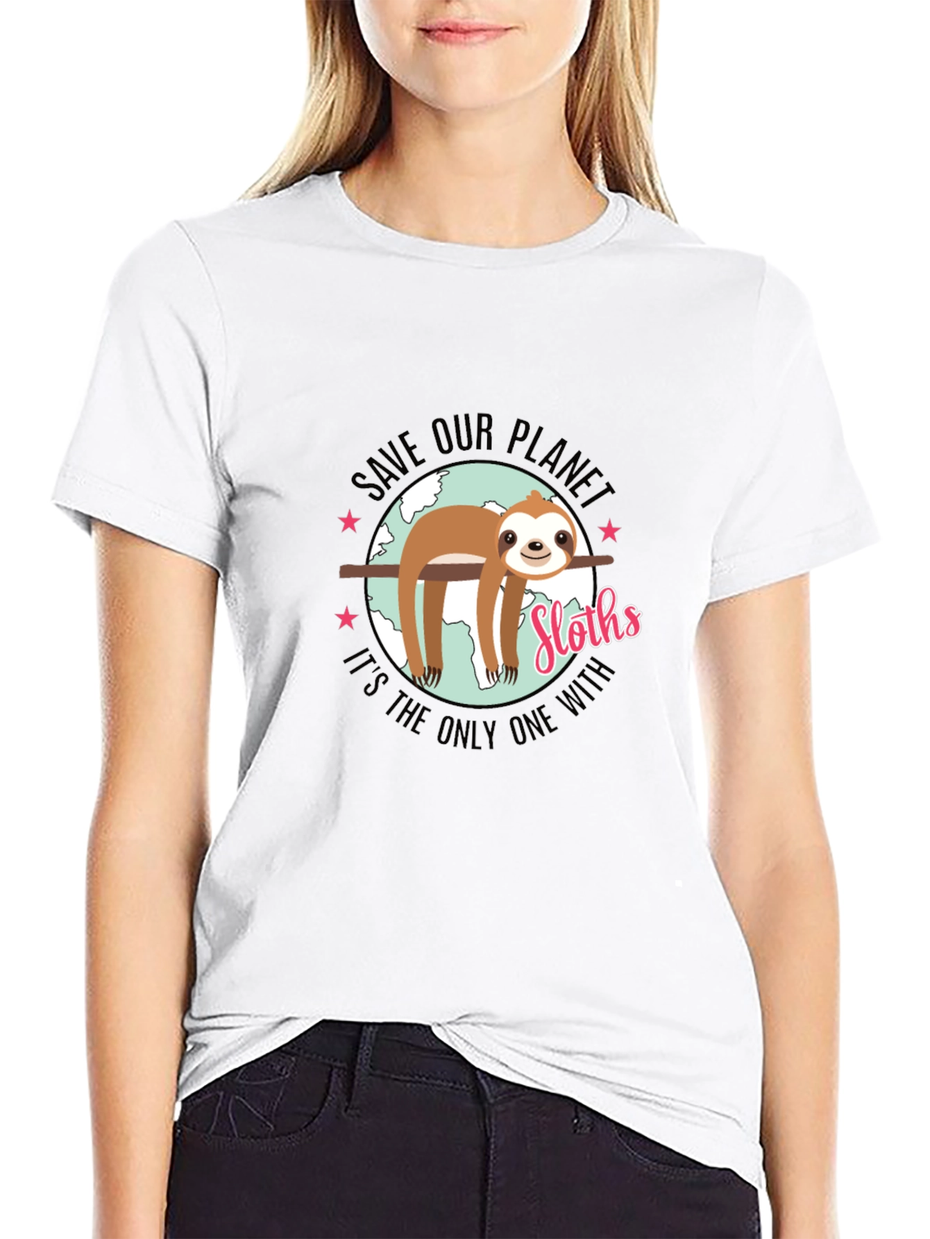 Save Our Planet Sloth Graphic T-Shirt