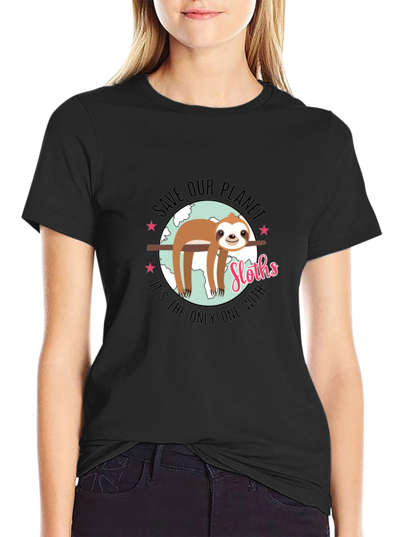 Save Our Planet Sloth Graphic T-Shirt