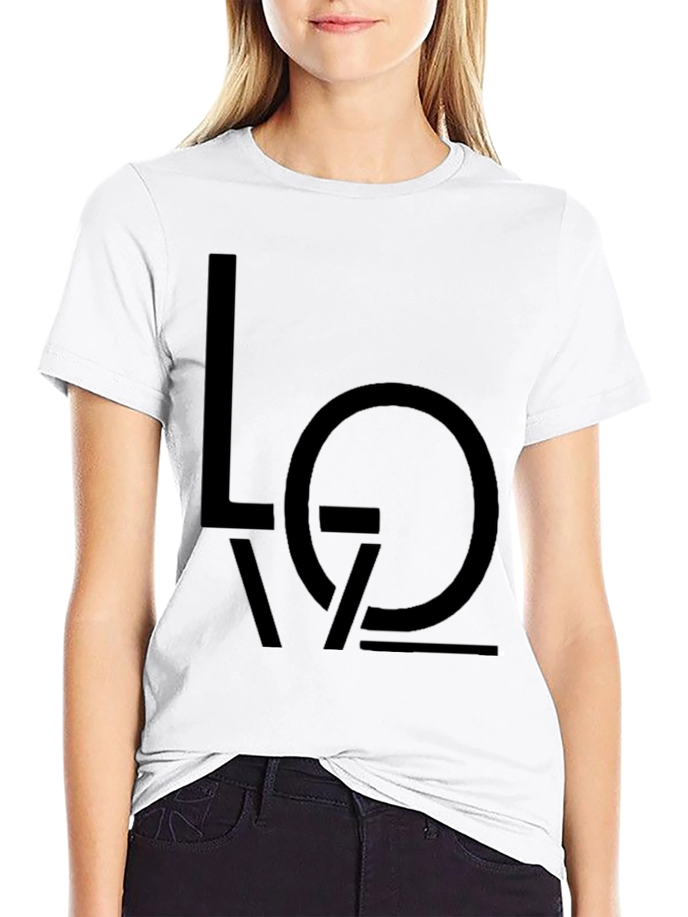 Minimalist LOVE Graphic Print Black T-Shirt