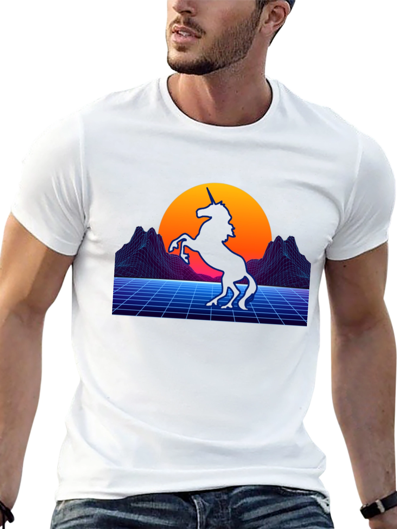 Retro Unicorn T-Shirt - Synthwave Style