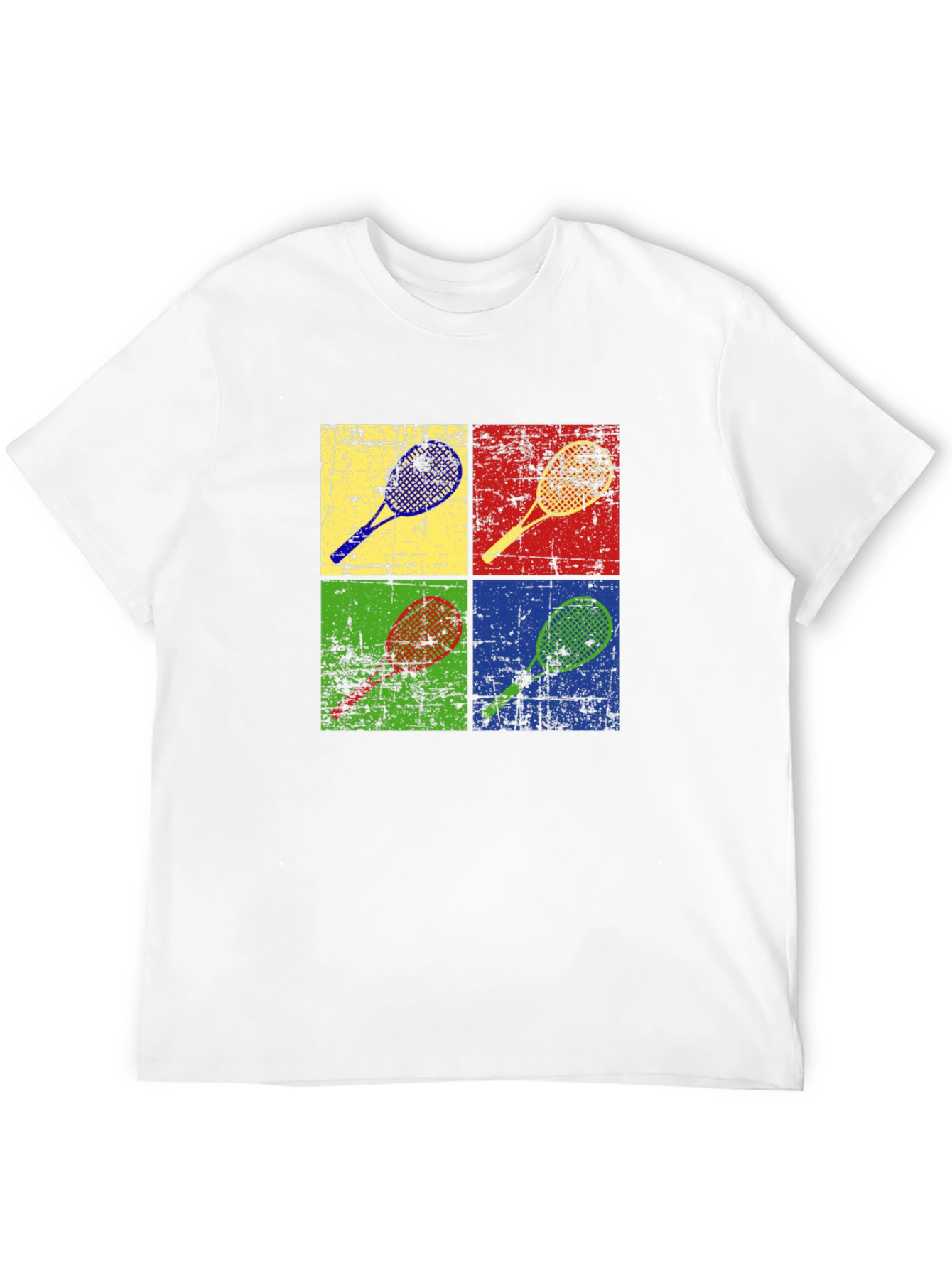 Retro Tennis Racket Graphic Tee - Pop Art Design