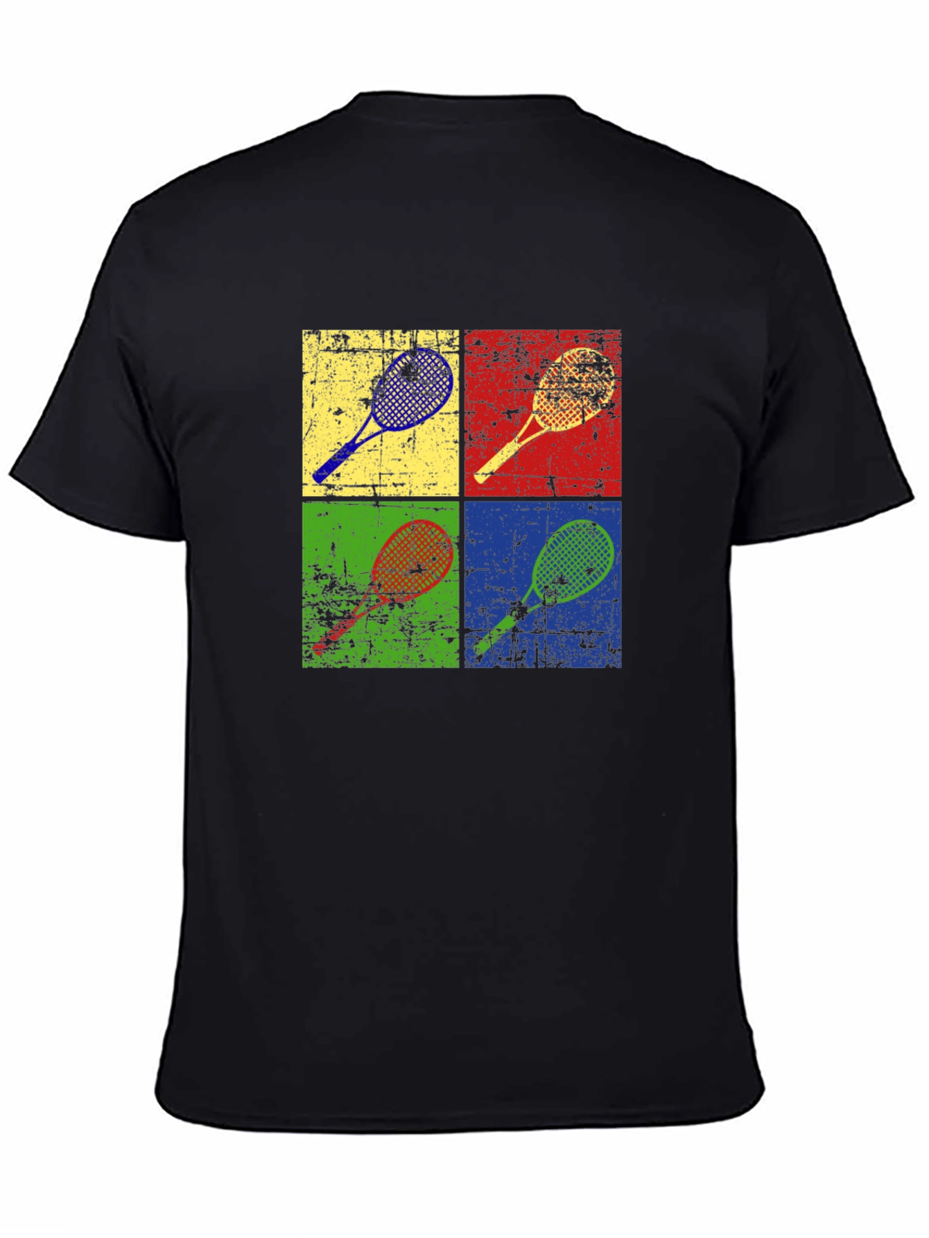 Retro Tennis Racket Graphic Tee - Pop Art Design