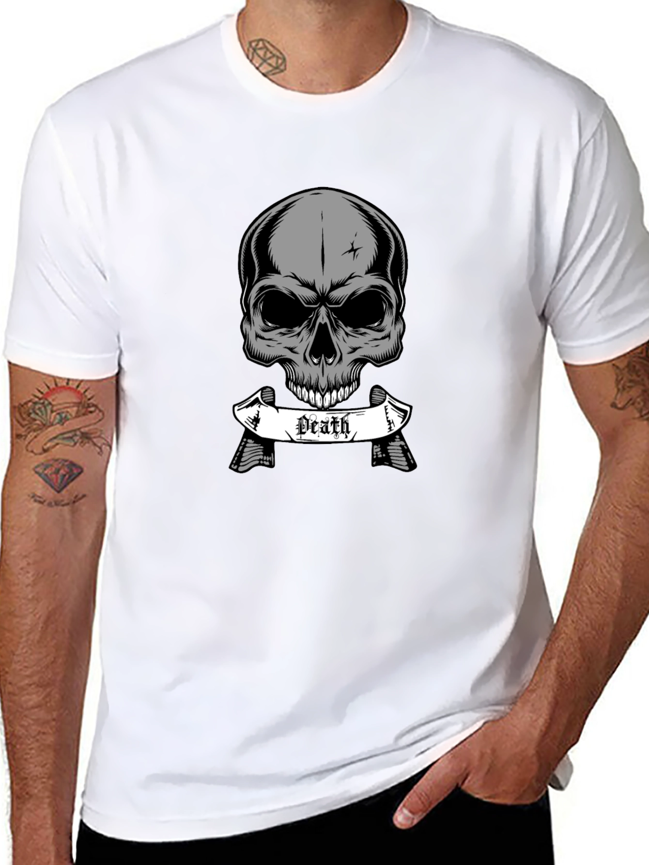Skull Death Graphic Print Black T-Shirt