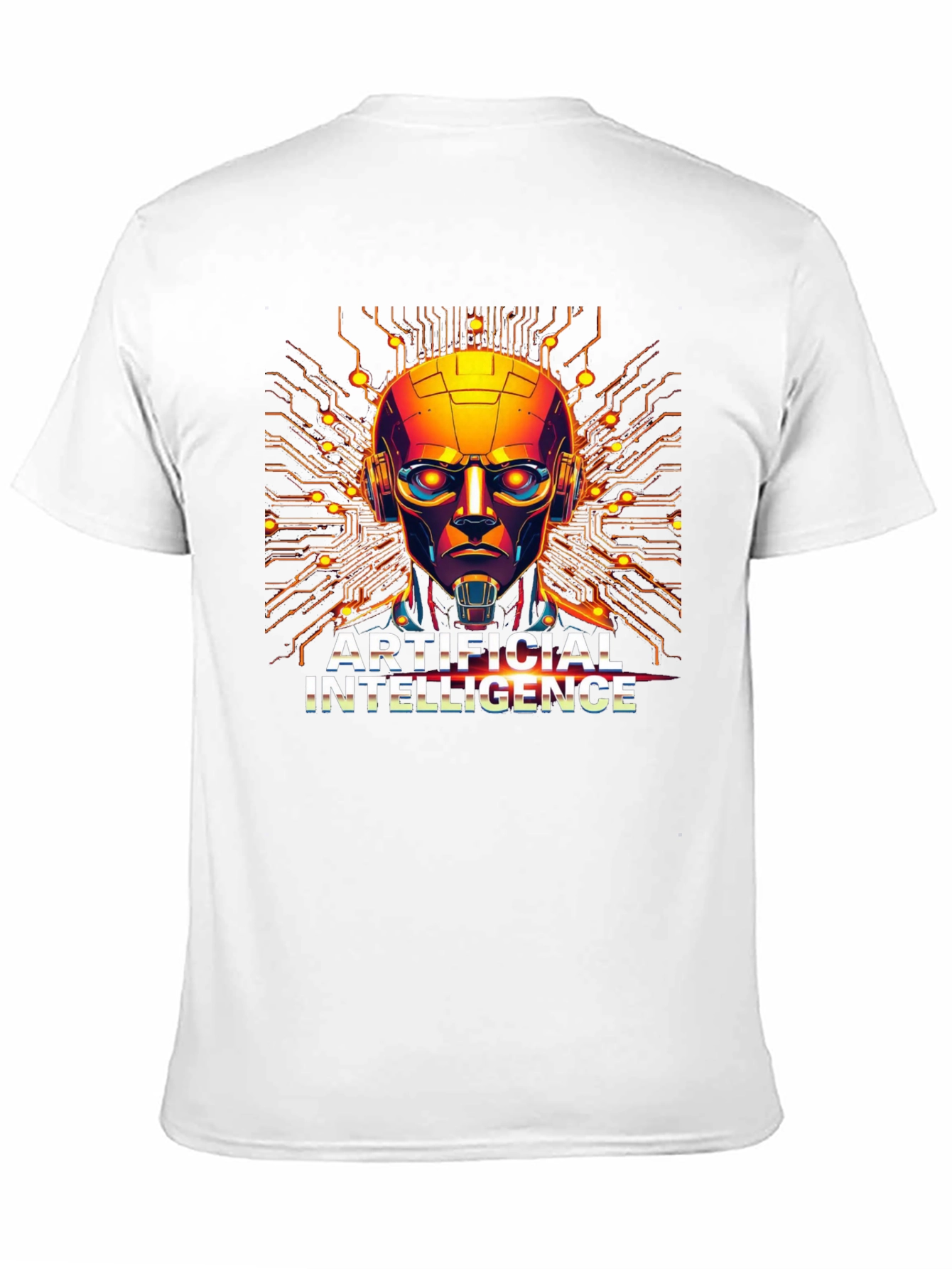 AI Robot Head Graphic Black T-Shirt