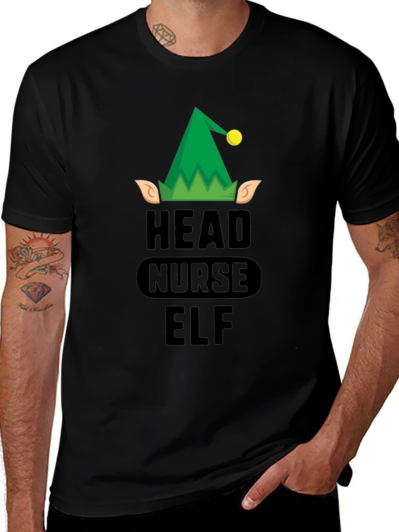Head Nurse Elf Graphic Tee - Christmas Holiday T-Shirt