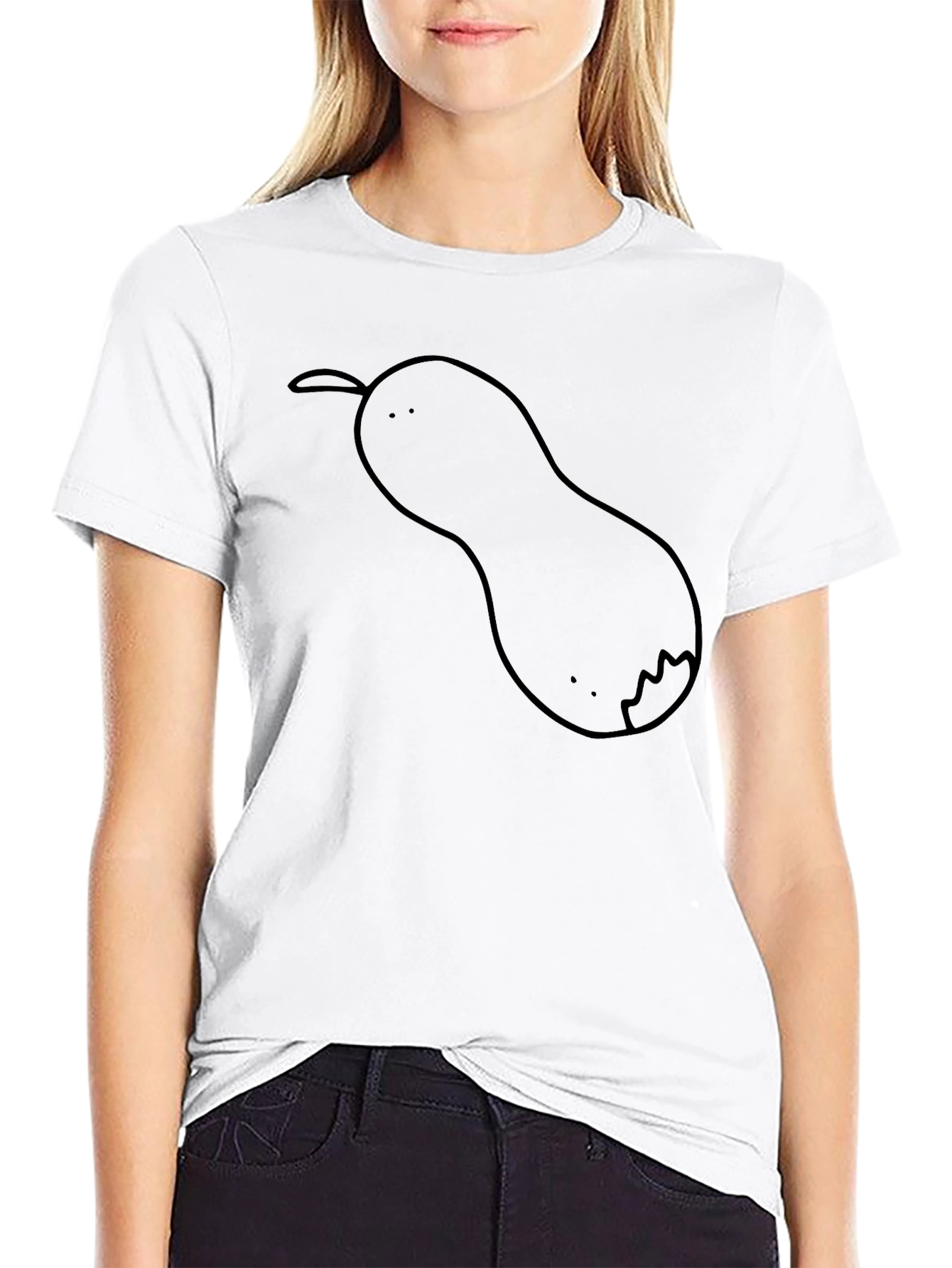 Black Cartoon Pear T-Shirt