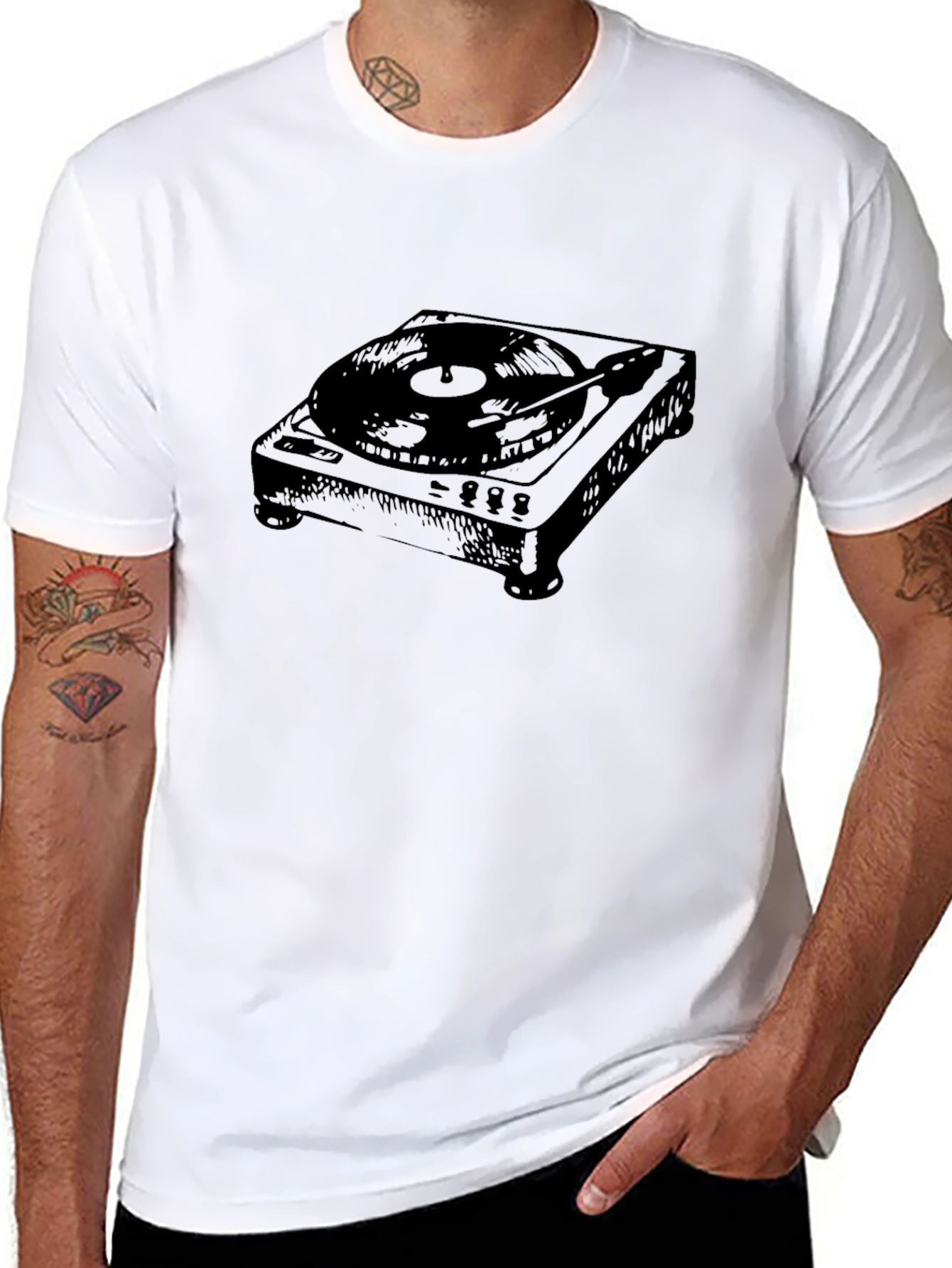 DJ Turntable Graphic T-Shirt - Black
