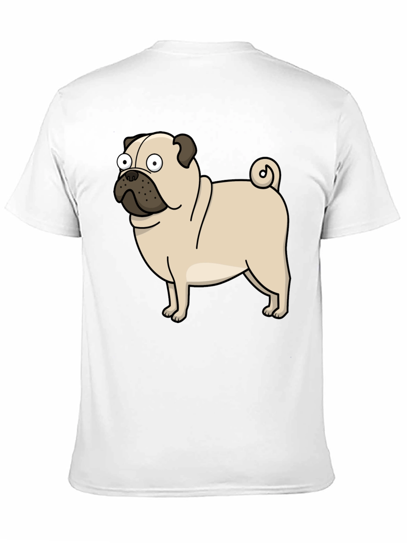 Cartoon Pug Graphic T-Shirt - Black