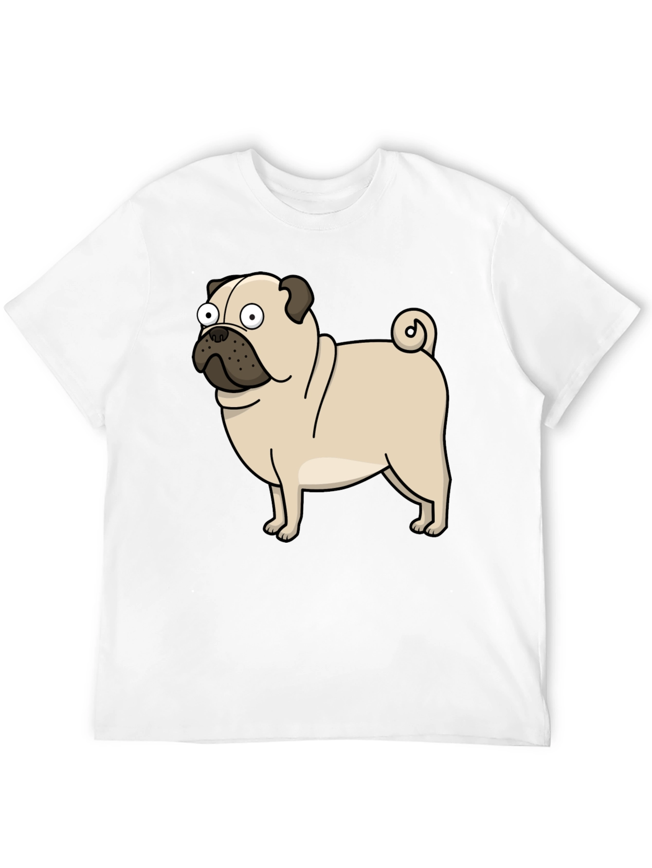 Cartoon Pug Graphic T-Shirt - Black