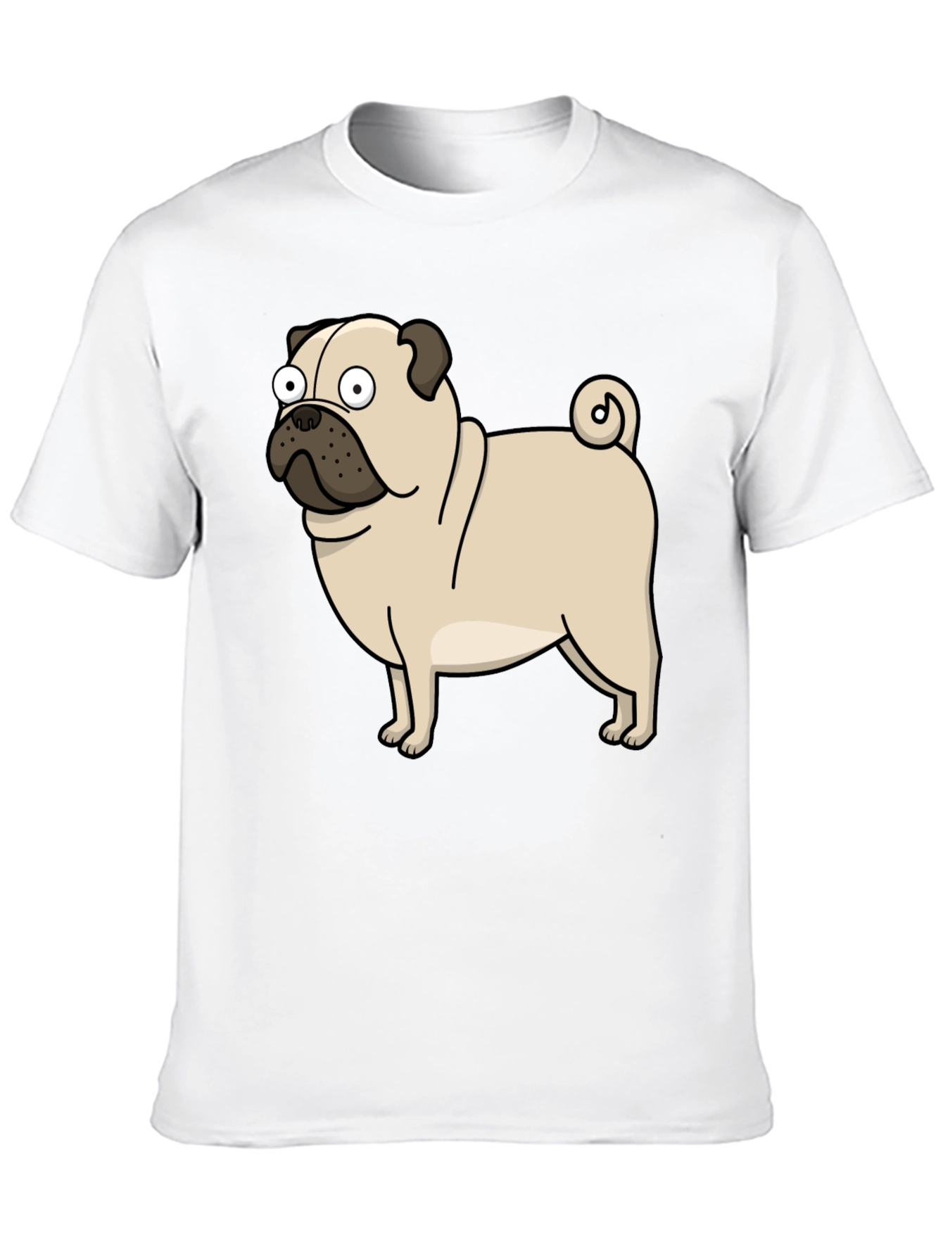 Cartoon Pug Graphic T-Shirt - Black