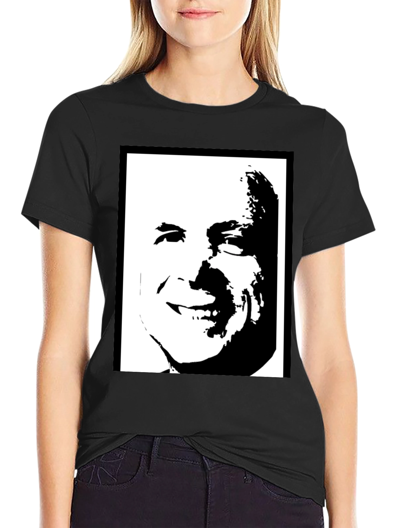 Black Graphic Tee - Bold Face Design