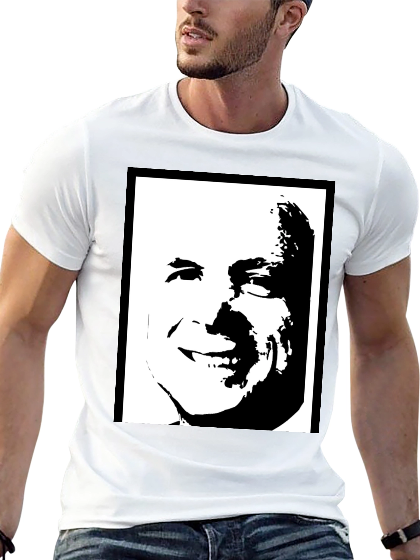 Black Graphic Tee - Bold Face Design